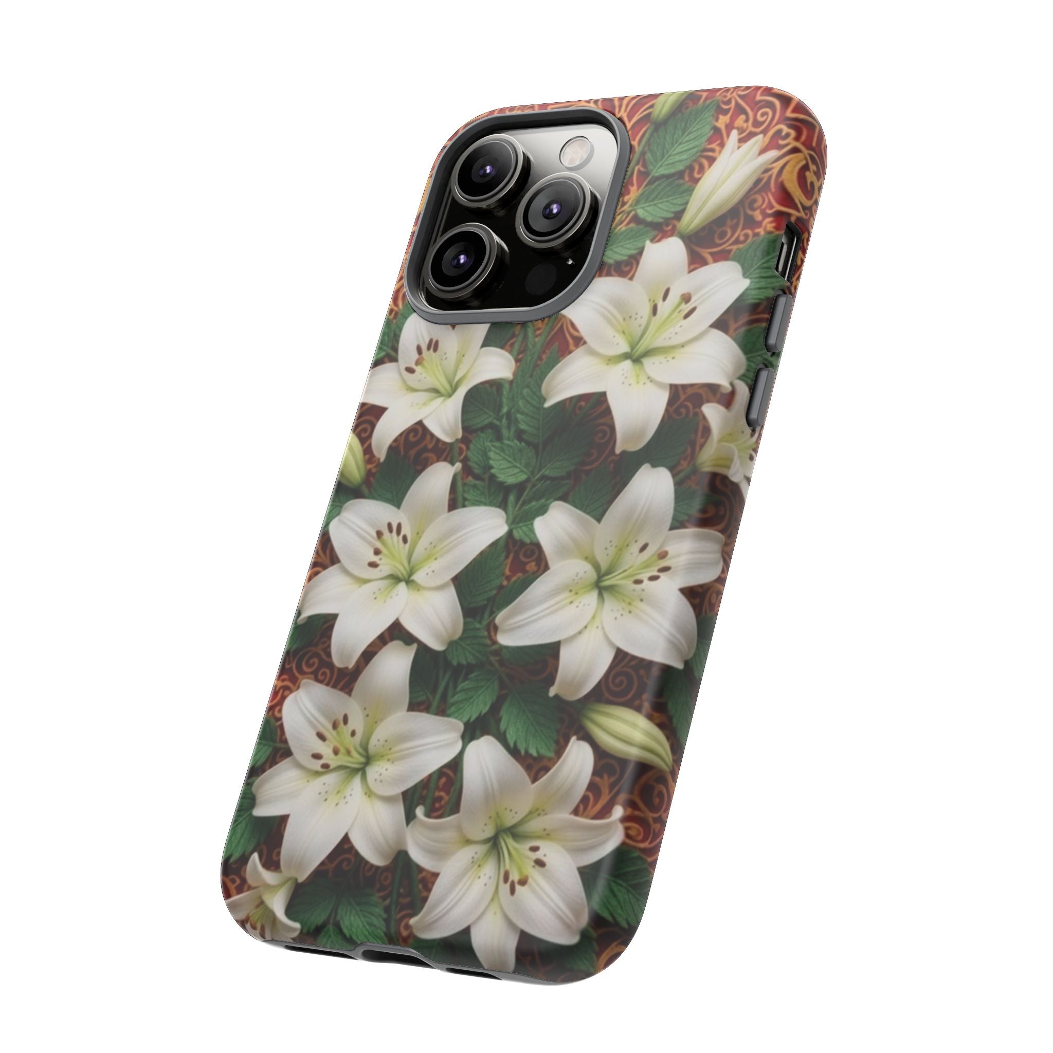 Luxury Lily Phone Case Elegant Floral Ornate Botanical Style Pristine White Bloom Motif Unique Accessory for iPhone Samsung Pixel Devices
