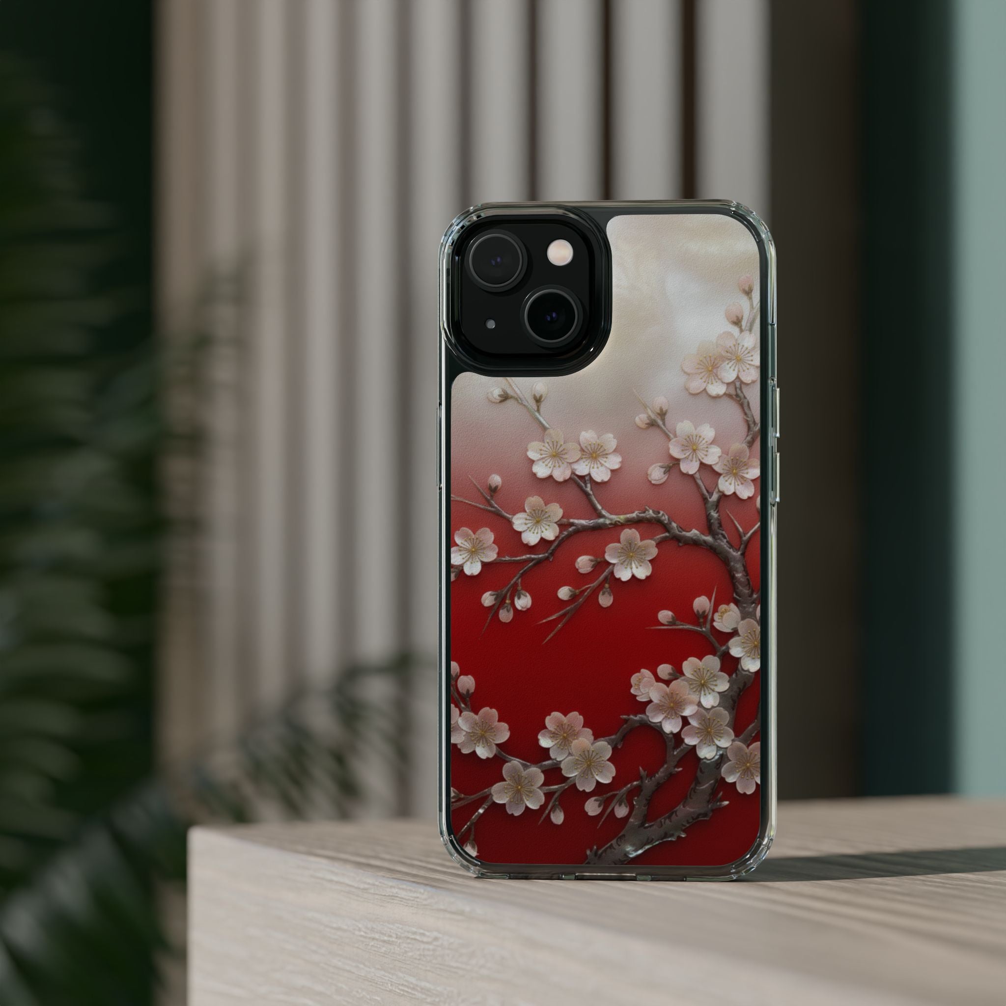 Mother of Pearl Floral Phone Case Elegant Sakura Design Asian Inspired Shell Inlay Artwork Japanese Blossom Decor Mobile Cover