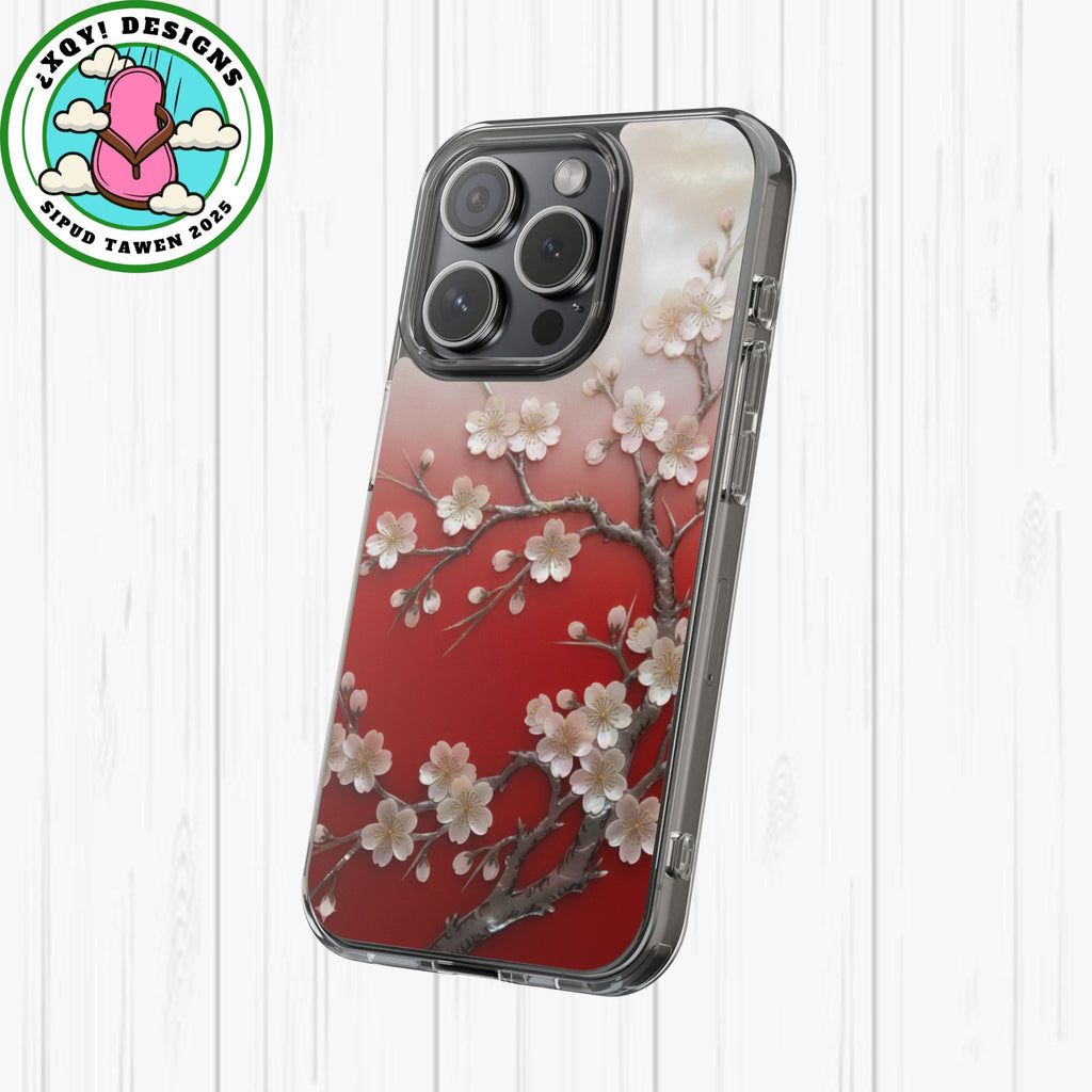 Mother of Pearl Floral Phone Case Elegant Sakura Design Asian Inspired Shell Inlay Artwork Japanese Blossom Decor Mobile Cover