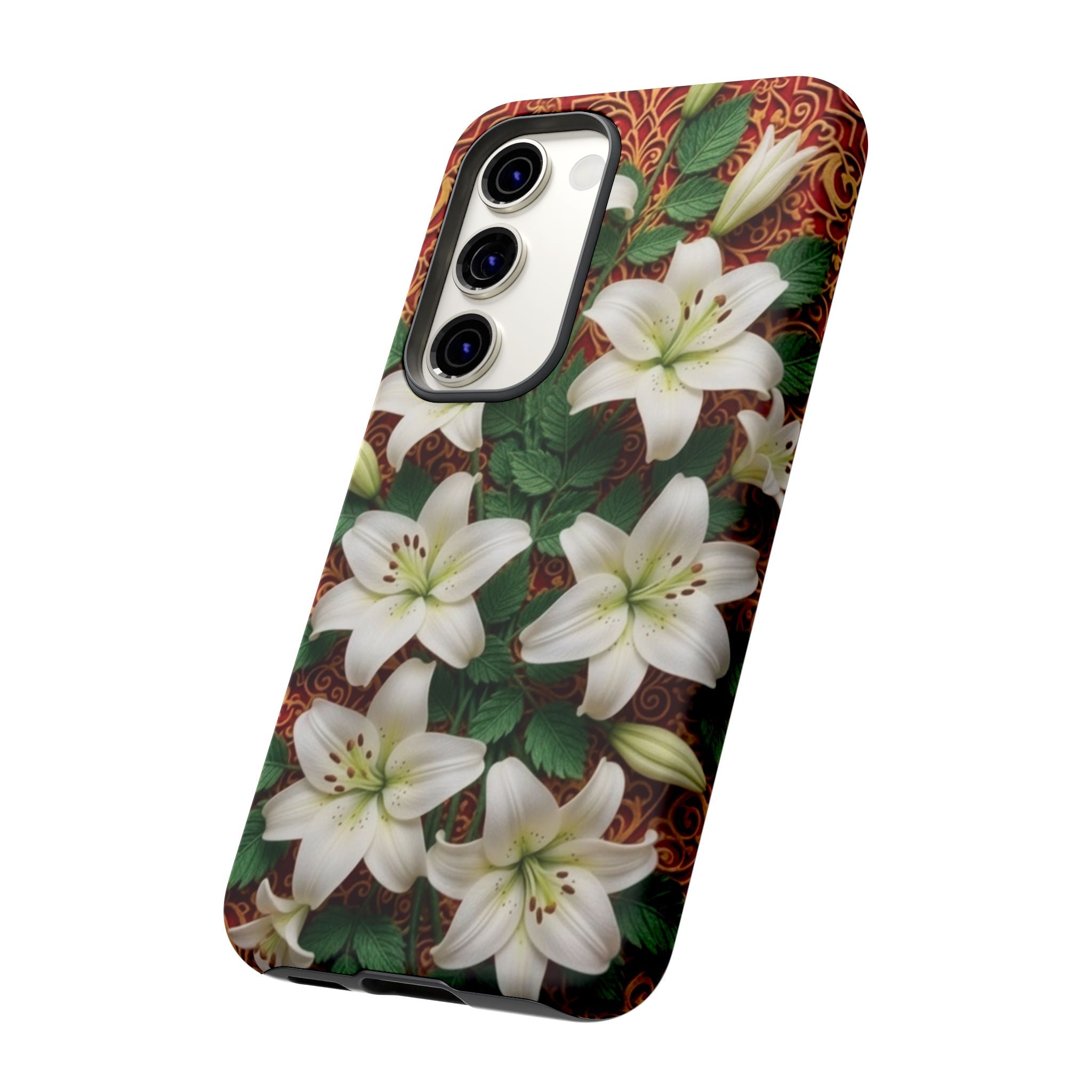 Luxury Lily Phone Case Elegant Floral Ornate Botanical Style Pristine White Bloom Motif Unique Accessory for iPhone Samsung Pixel Devices