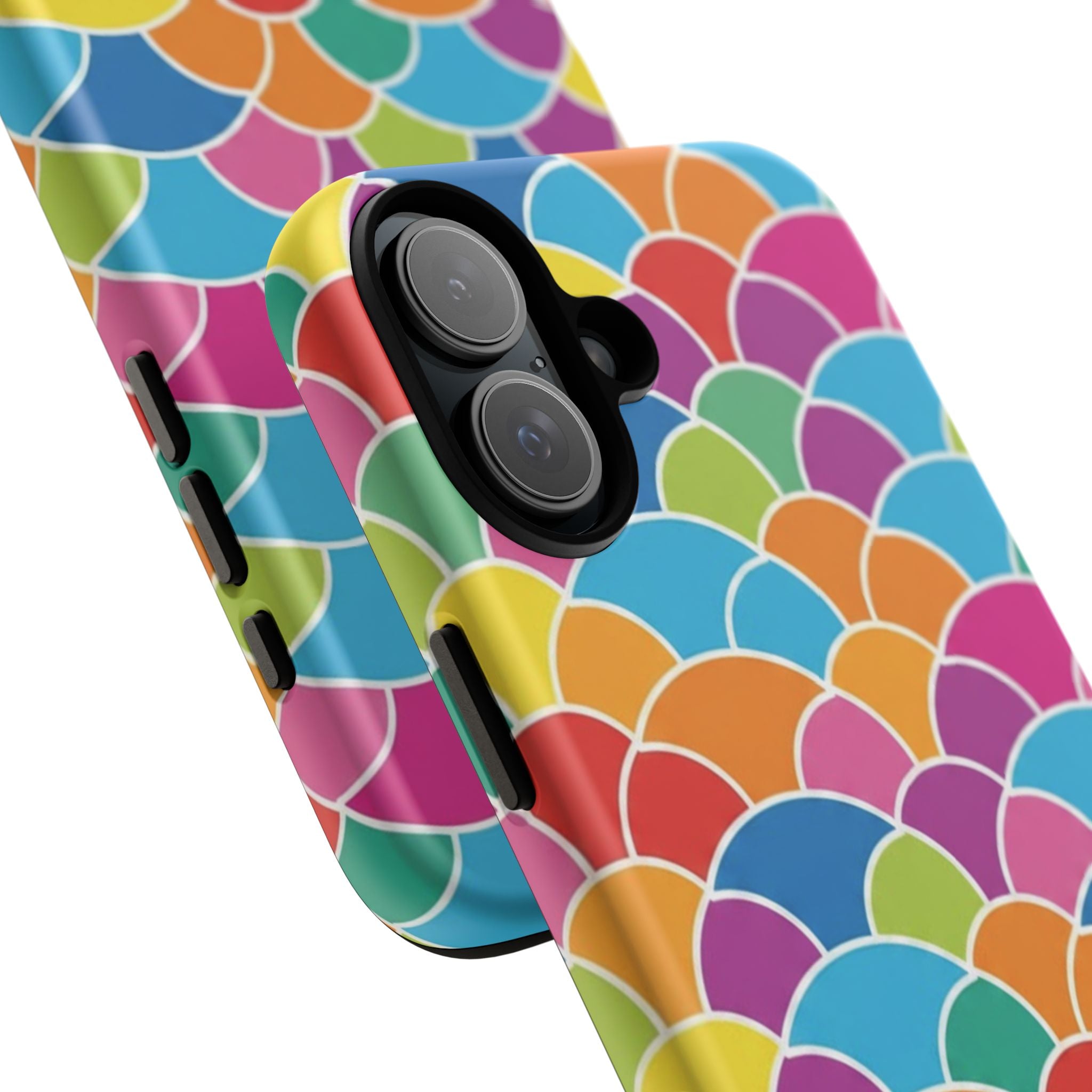 Colorful Scallop Pattern Phone Case Vibrant Protective Mermaid Scales Cover Eye-Catching Abstract Design for Samsung iPhone Pixel Models