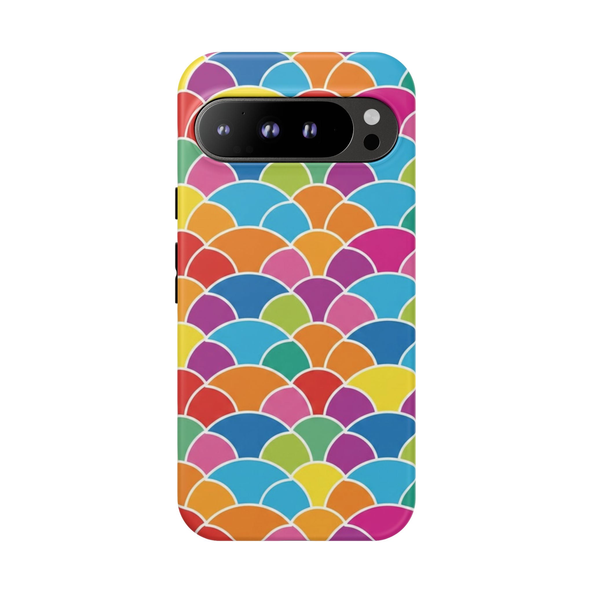 Colorful Scallop Pattern Phone Case Vibrant Protective Mermaid Scales Cover Eye-Catching Abstract Design for Samsung iPhone Pixel Models