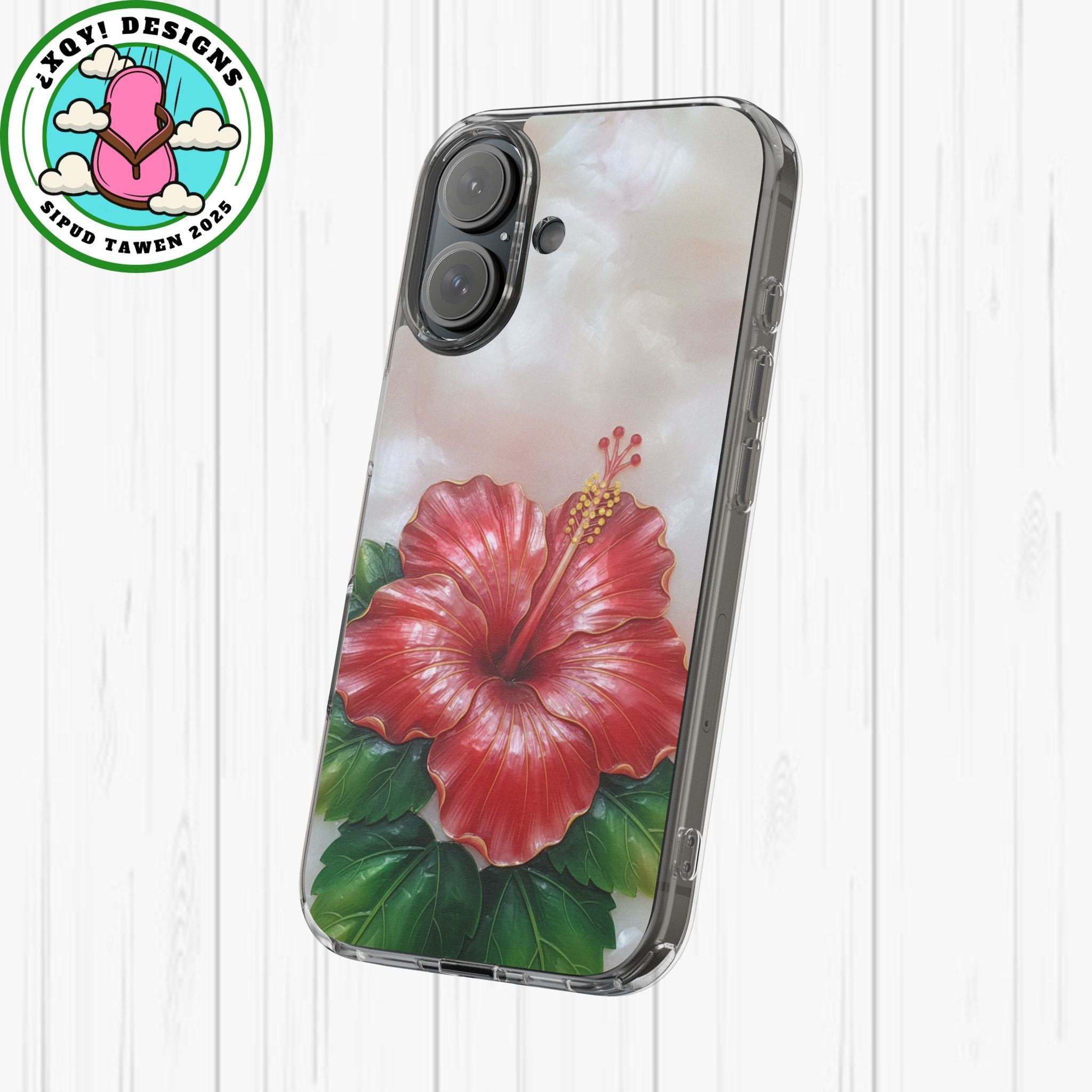 Unique Red flower art Phone Case Floral relief carving Red hibiscus sculpture Decorative tropical flower decor vibrant artistic