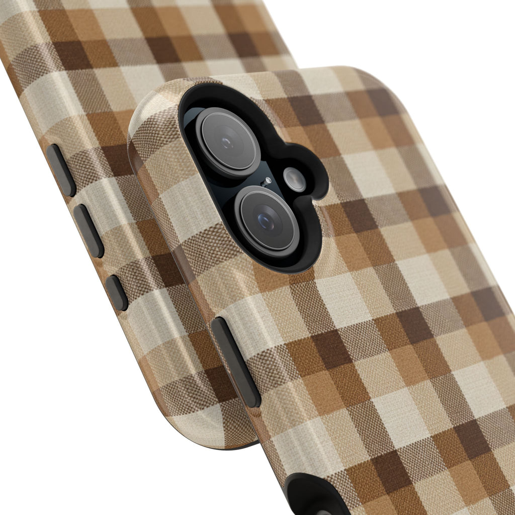 Brown Plaid Pattern Impact-Resistant Case | Checkered Phone Case