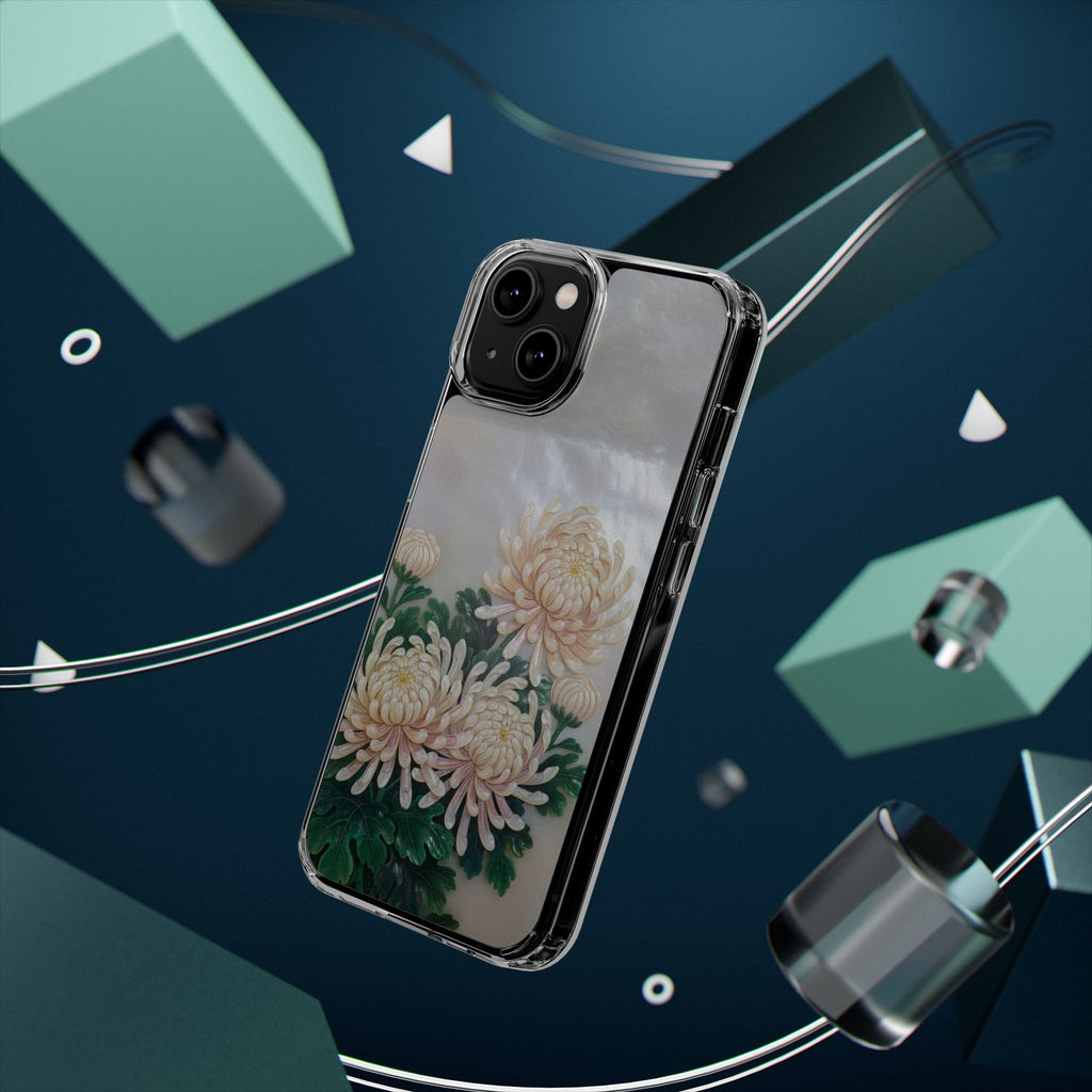 Mother of pearl inlay Phone Case Nacre art panel Chinese mother of pearl flowers Chrysanthemum wall art design elegant luxury  gift