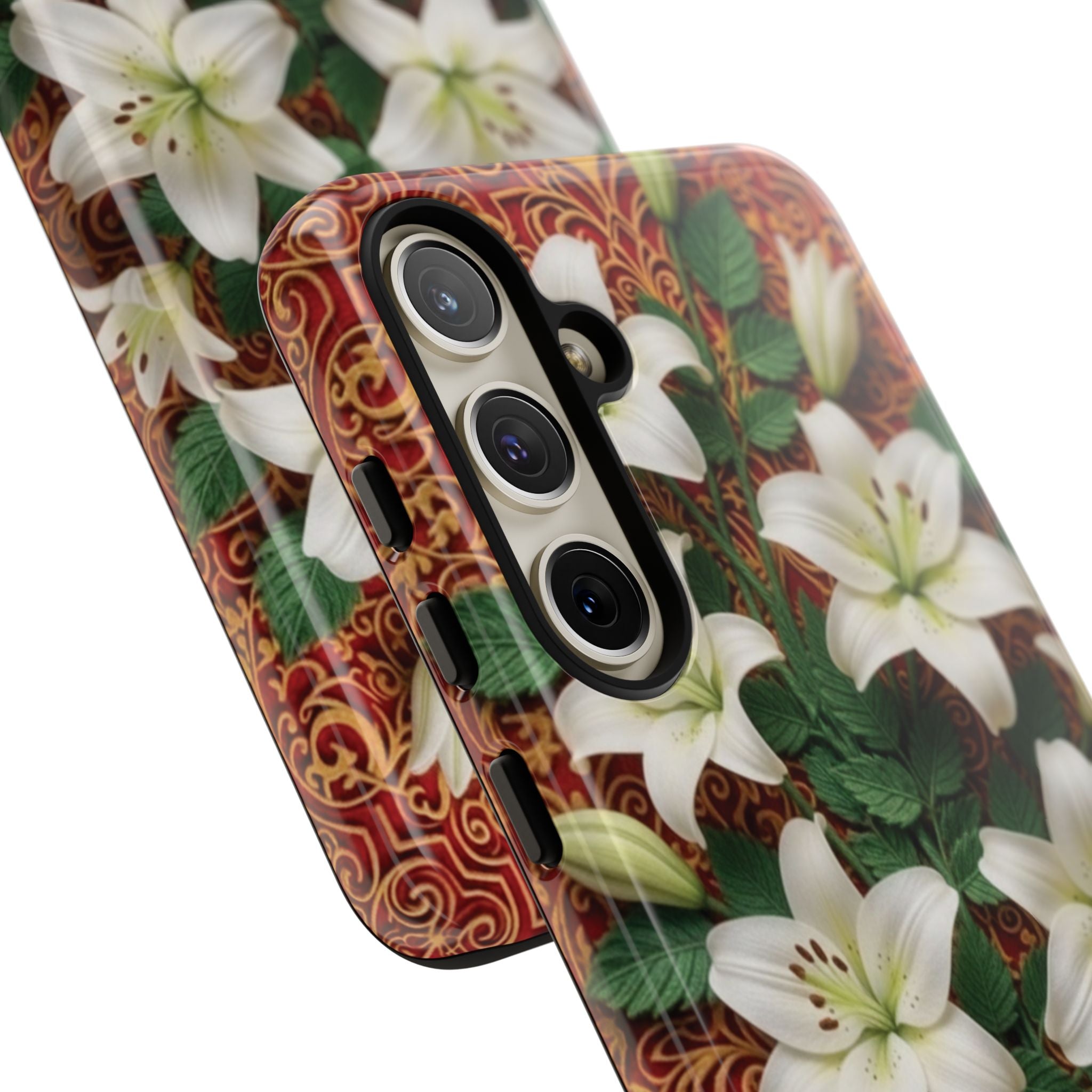 Luxury Lily Phone Case Elegant Floral Ornate Botanical Style Pristine White Bloom Motif Unique Accessory for iPhone Samsung Pixel Devices