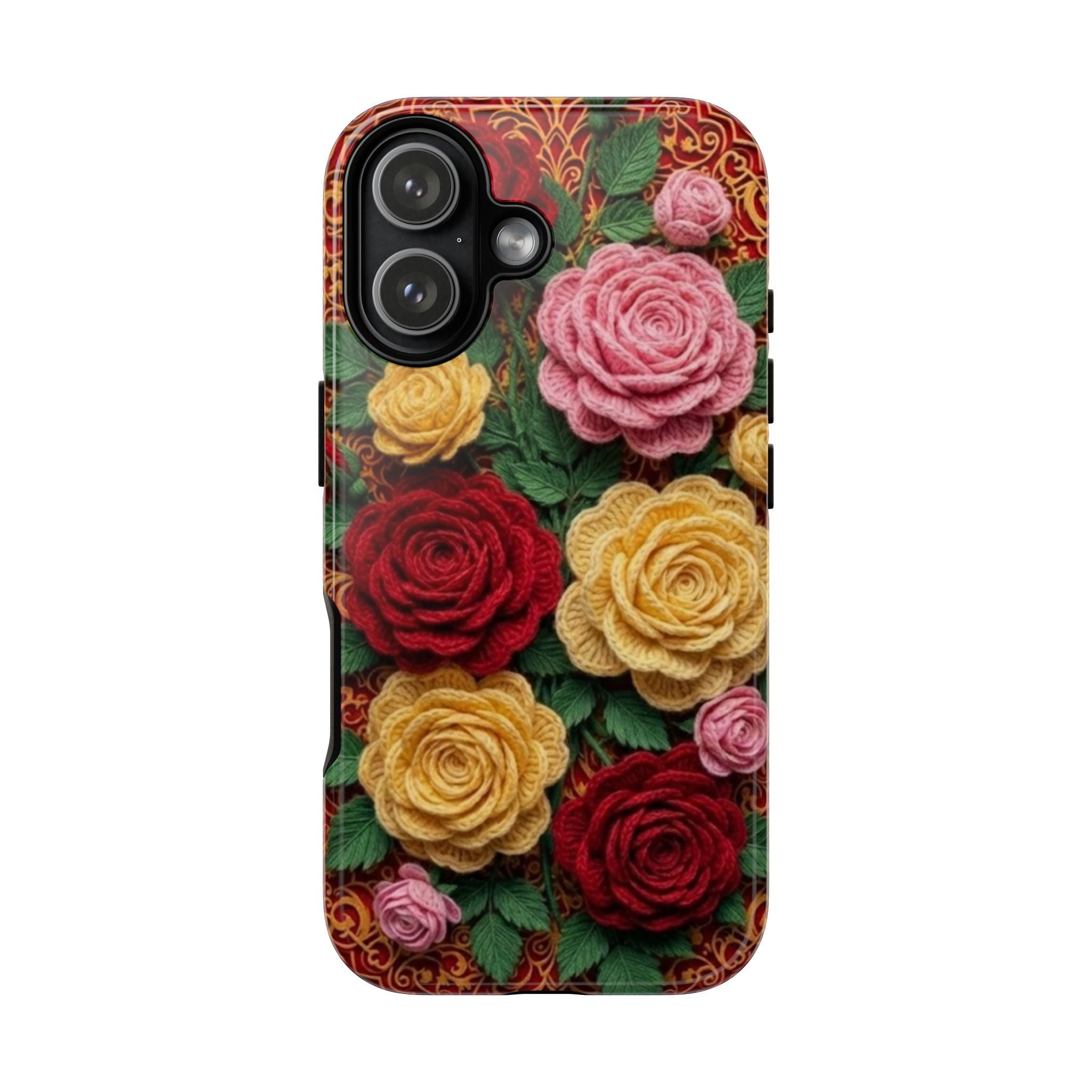 Yarn Vintage Rose Floral Phone Case Elegant Damask Pattern Smartphone Cover for Samsung Galaxy iOS Google Pixel