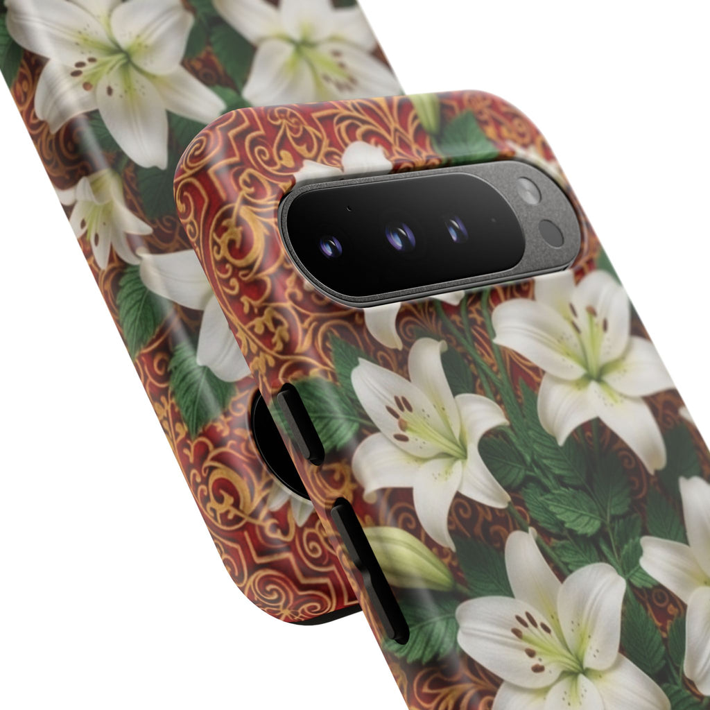 Luxury Lily Phone Case Elegant Floral Ornate Botanical Style Pristine White Bloom Motif Unique Accessory for iPhone Samsung Pixel Devices