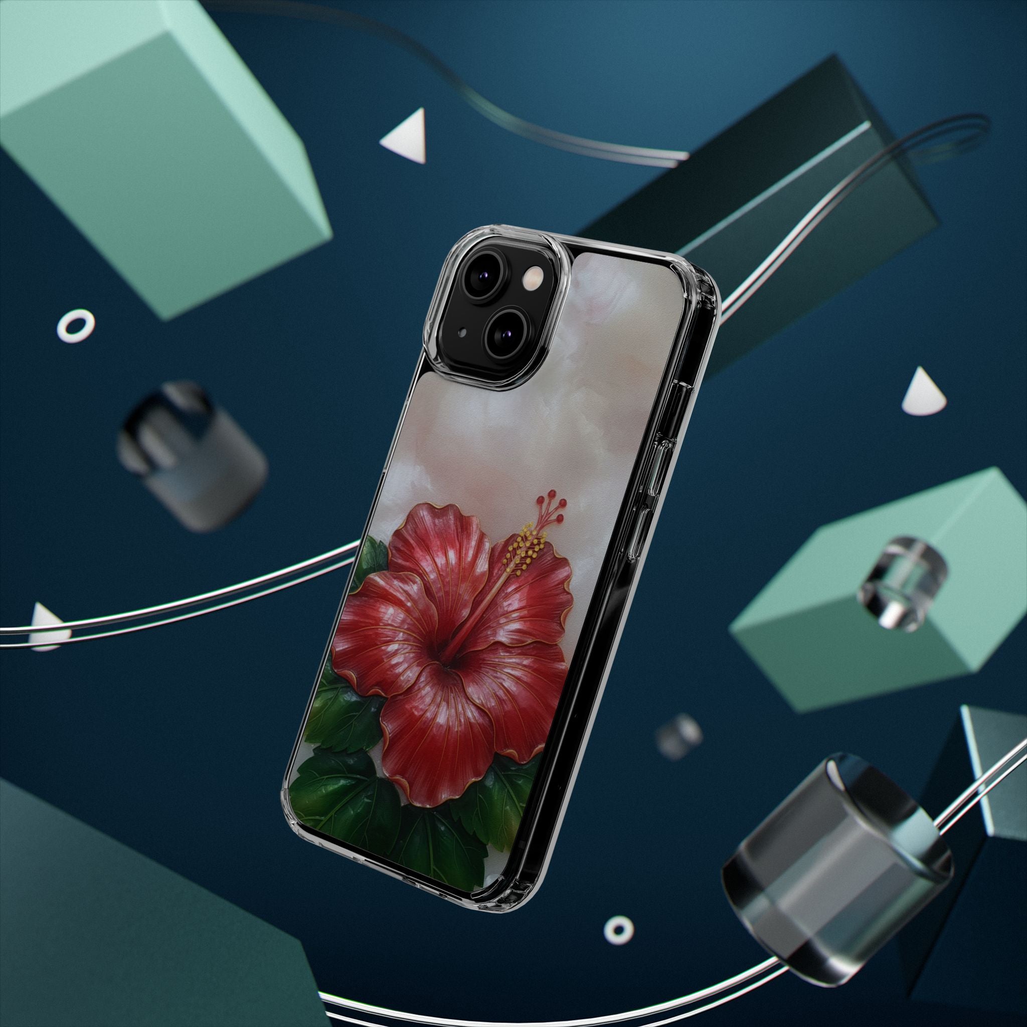 Unique Red flower art Phone Case Floral relief carving Red hibiscus sculpture Decorative tropical flower decor vibrant artistic