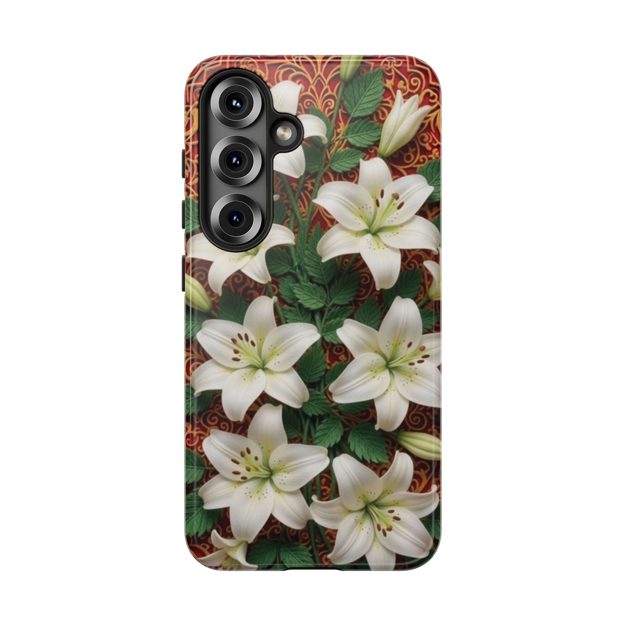 Luxury Lily Phone Case Elegant Floral Ornate Botanical Style Pristine White Bloom Motif Unique Accessory for iPhone Samsung Pixel Devices