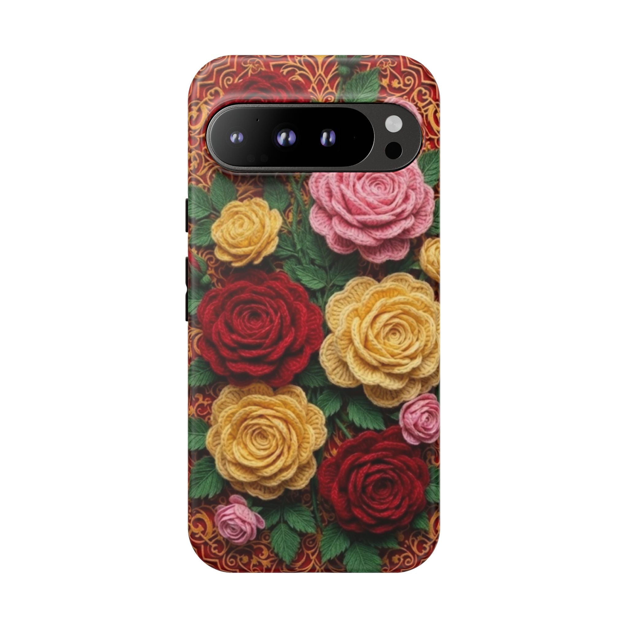 Yarn Vintage Rose Floral Phone Case Elegant Damask Pattern Smartphone Cover for Samsung Galaxy iOS Google Pixel