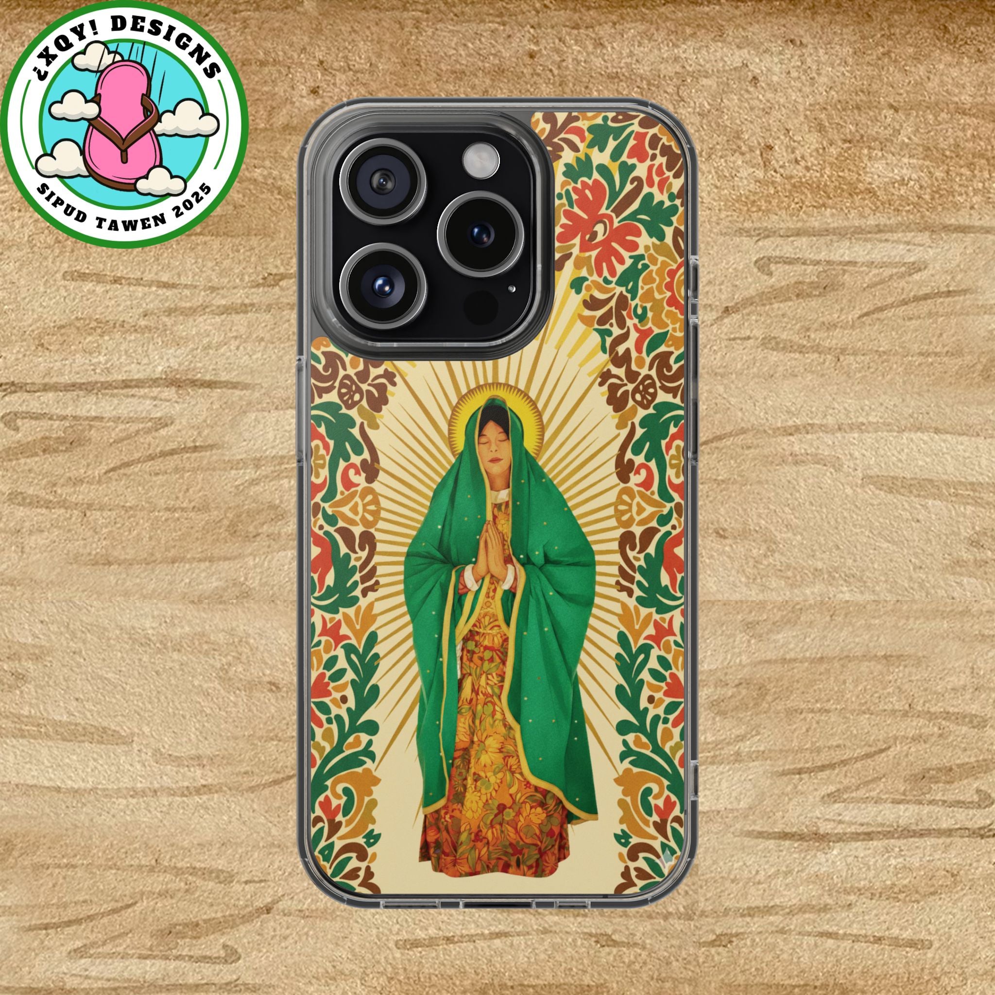 Virgin of Guadalupe Phone Case — Cut-Paper Style Religious Christian iPhone Samsung Pixel