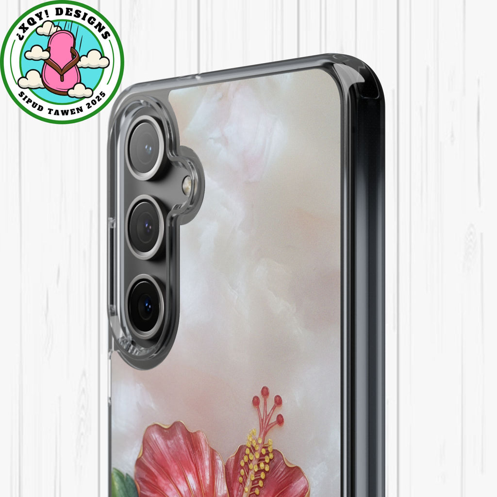 Unique Red flower art Phone Case Floral relief carving Red hibiscus sculpture Decorative tropical flower decor vibrant artistic