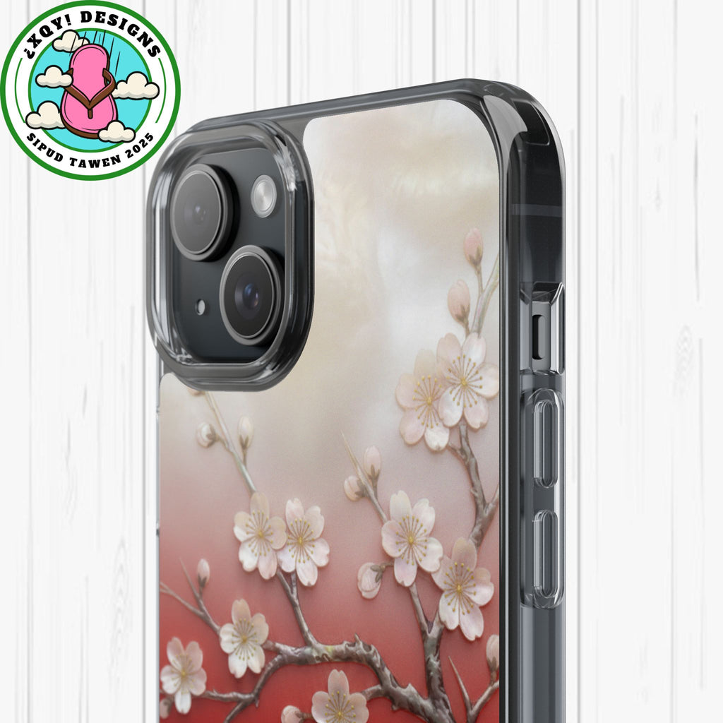 Mother of Pearl Floral Phone Case Elegant Sakura Design Asian Inspired Shell Inlay Artwork Japanese Blossom Decor Mobile Cover