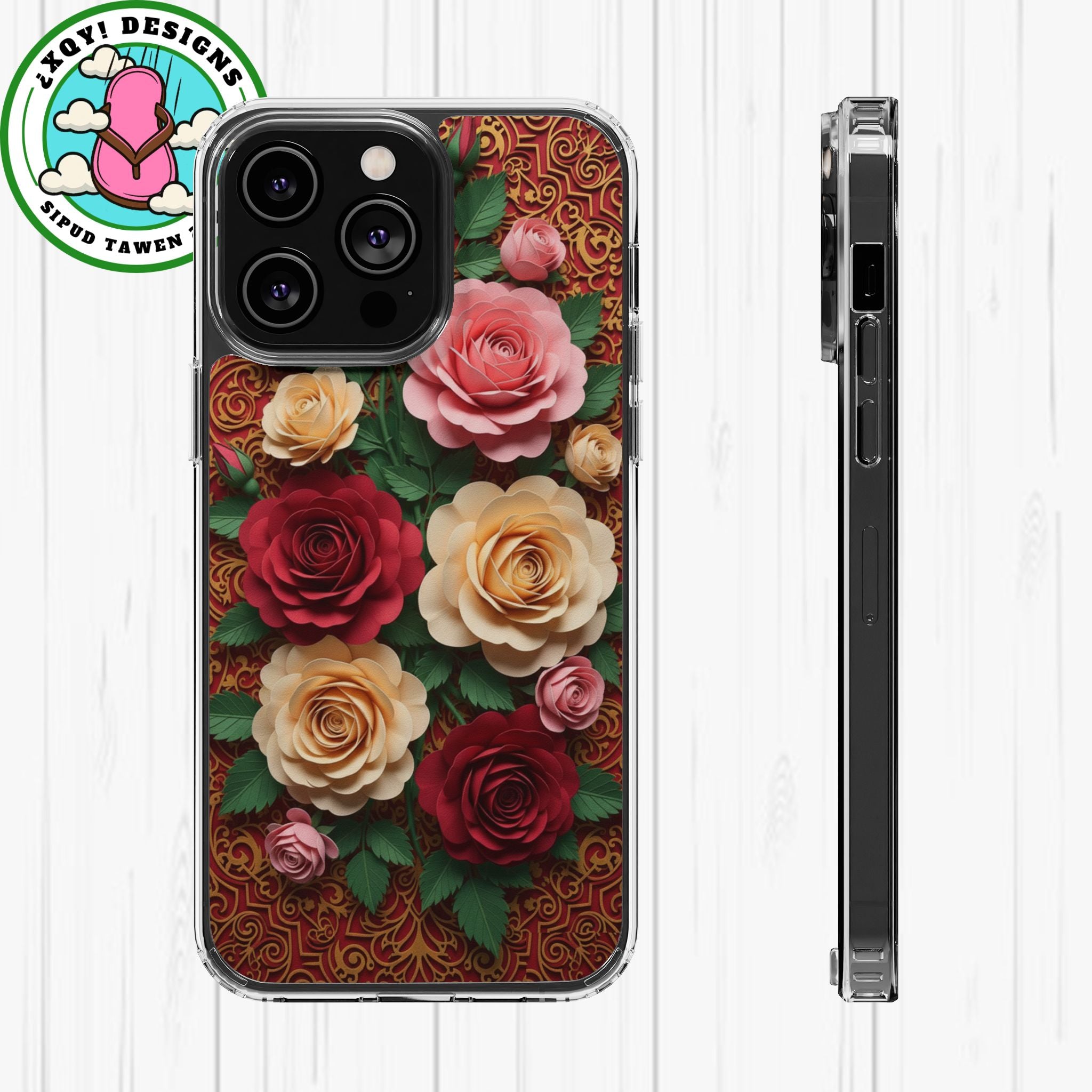 Cut-Paper Rose Bouquet Phone Case