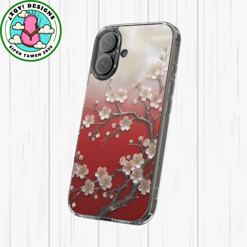 Mother of Pearl Floral Phone Case Elegant Sakura Design Asian Inspired Shell Inlay Artwork Japanese Blossom Decor Mobile Cover