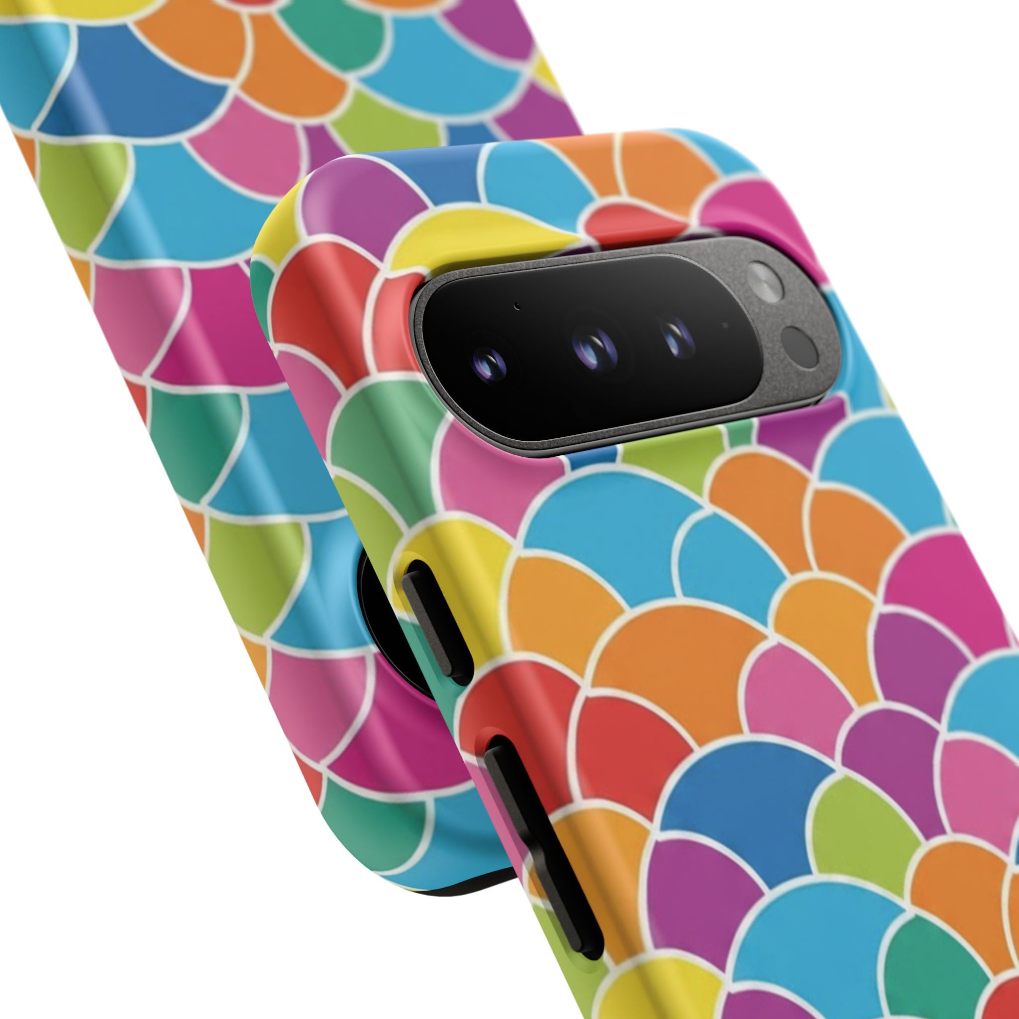 Colorful Scallop Pattern Phone Case Vibrant Protective Mermaid Scales Cover Eye-Catching Abstract Design for Samsung iPhone Pixel Models