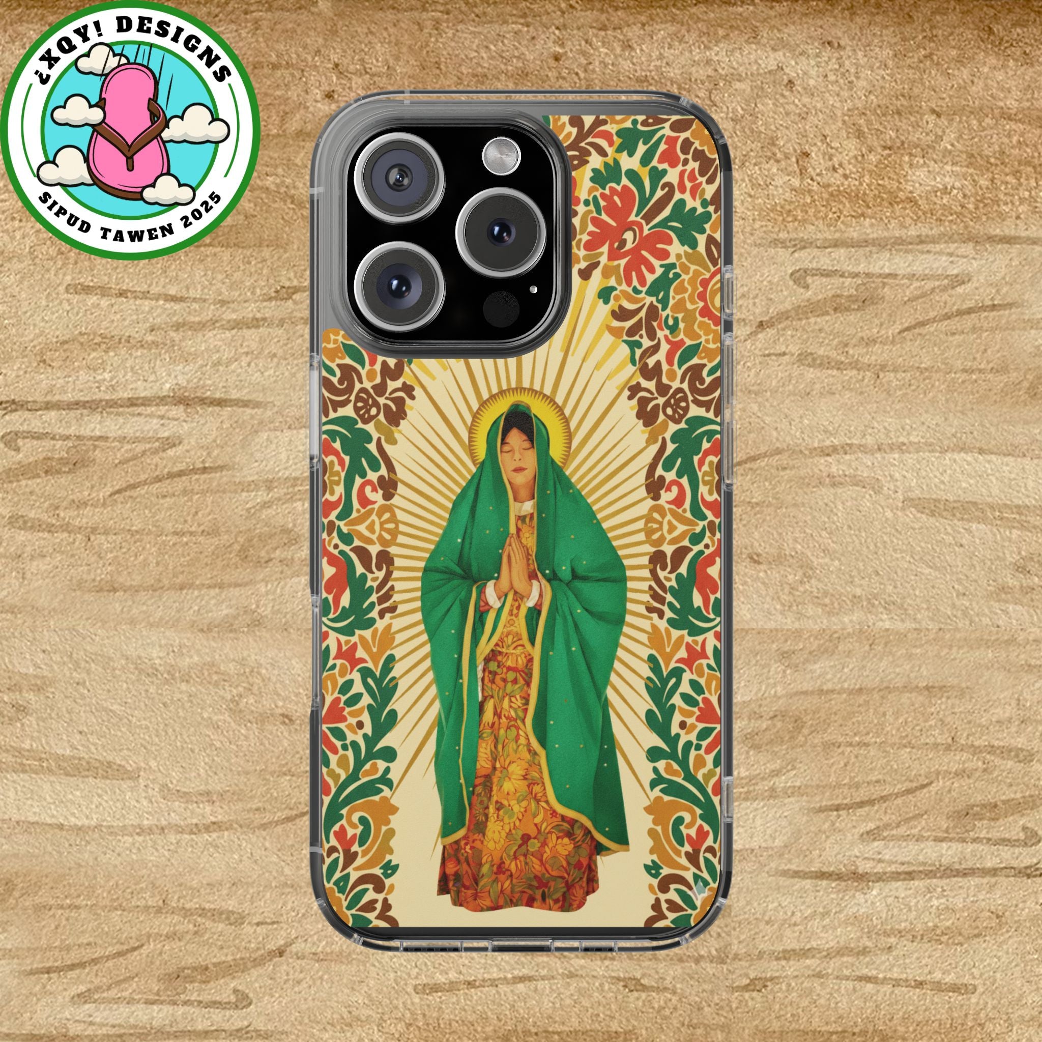 Virgin of Guadalupe Phone Case — Cut-Paper Style Religious Christian iPhone Samsung Pixel
