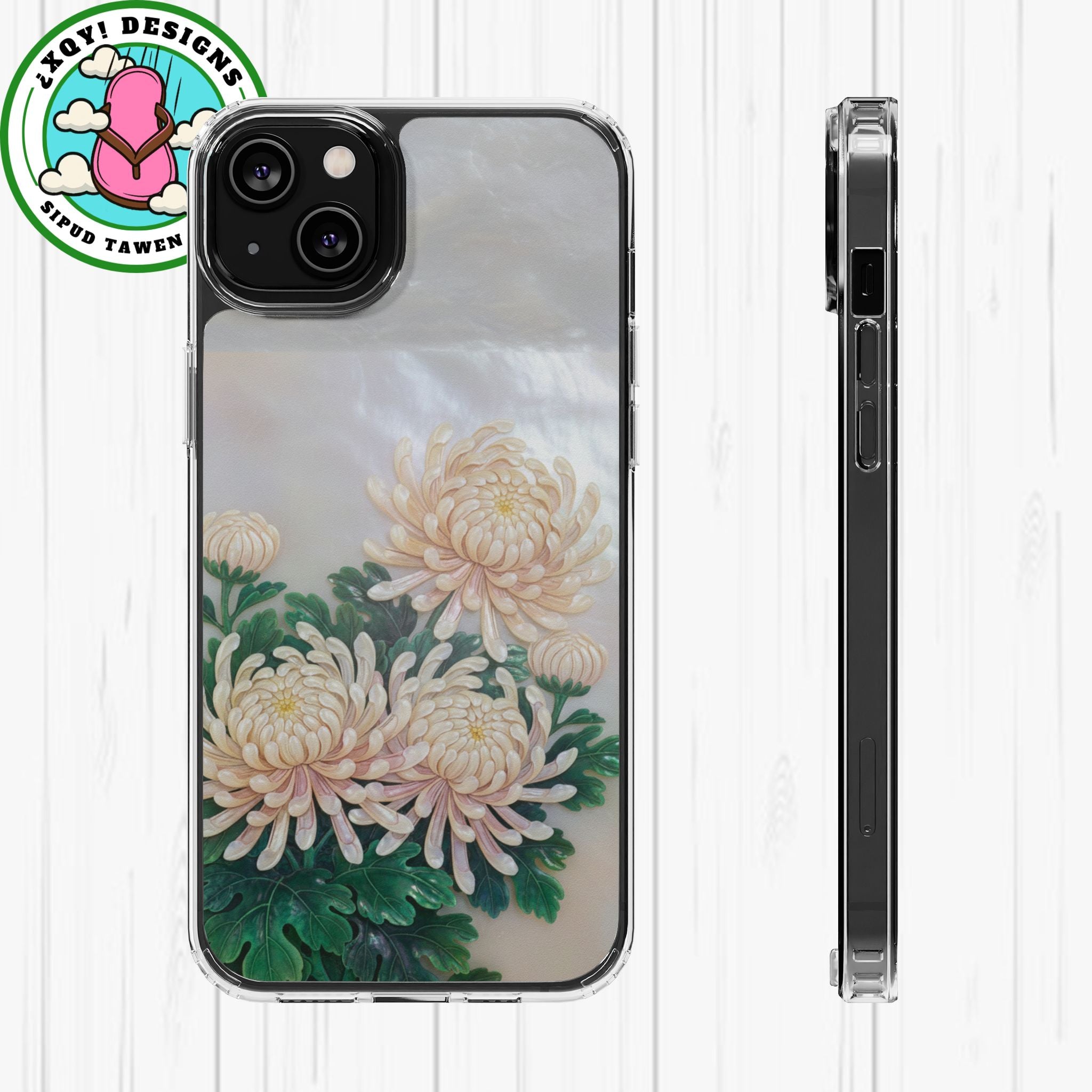 Mother of pearl inlay Phone Case Nacre art panel Chinese mother of pearl flowers Chrysanthemum wall art design elegant luxury  gift