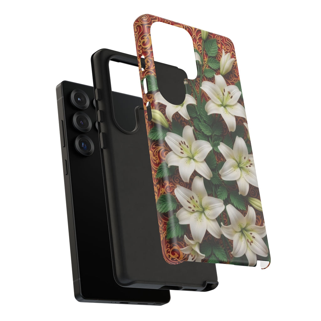 Luxury Lily Phone Case Elegant Floral Ornate Botanical Style Pristine White Bloom Motif Unique Accessory for iPhone Samsung Pixel Devices