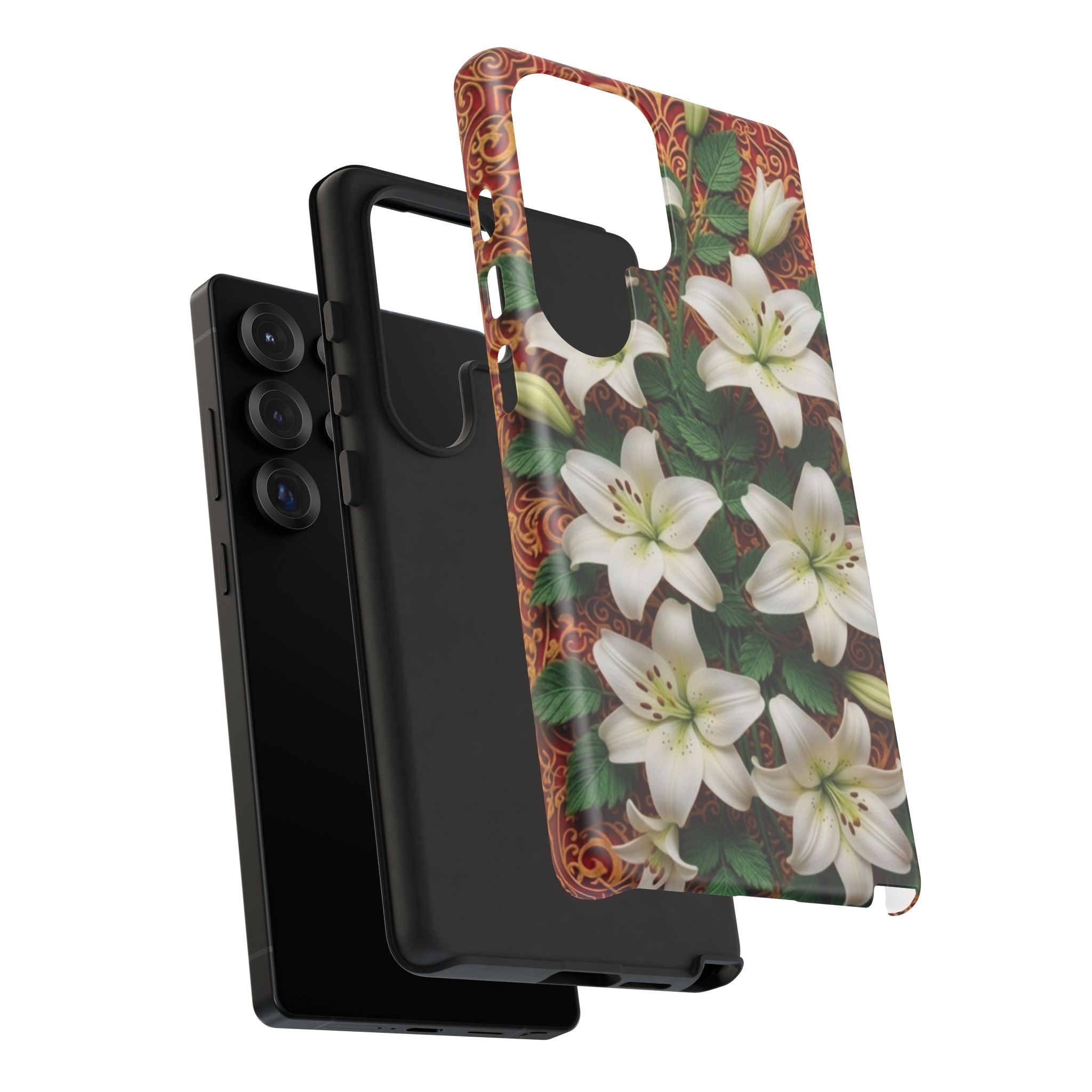 Luxury Lily Phone Case Elegant Floral Ornate Botanical Style Pristine White Bloom Motif Unique Accessory for iPhone Samsung Pixel Devices