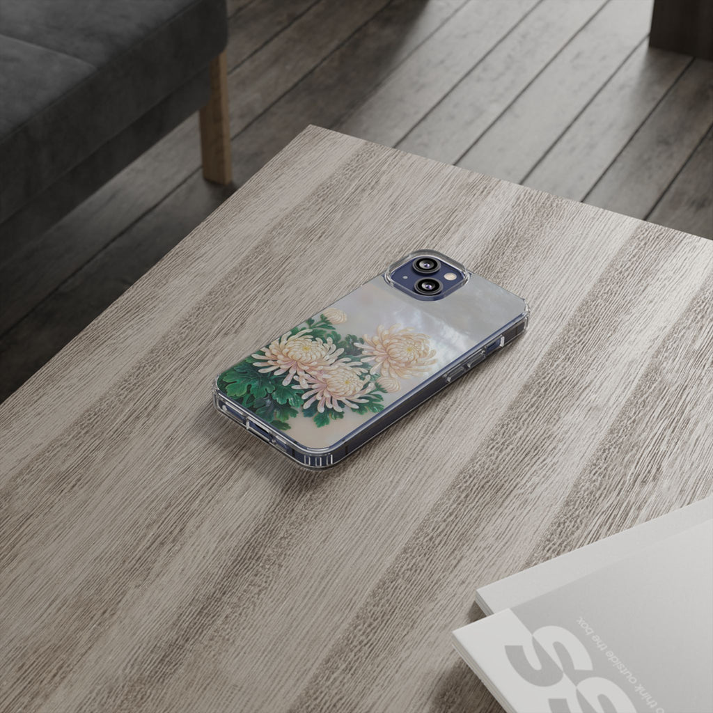 Mother of pearl inlay Phone Case Nacre art panel Chinese mother of pearl flowers Chrysanthemum wall art design elegant luxury  gift