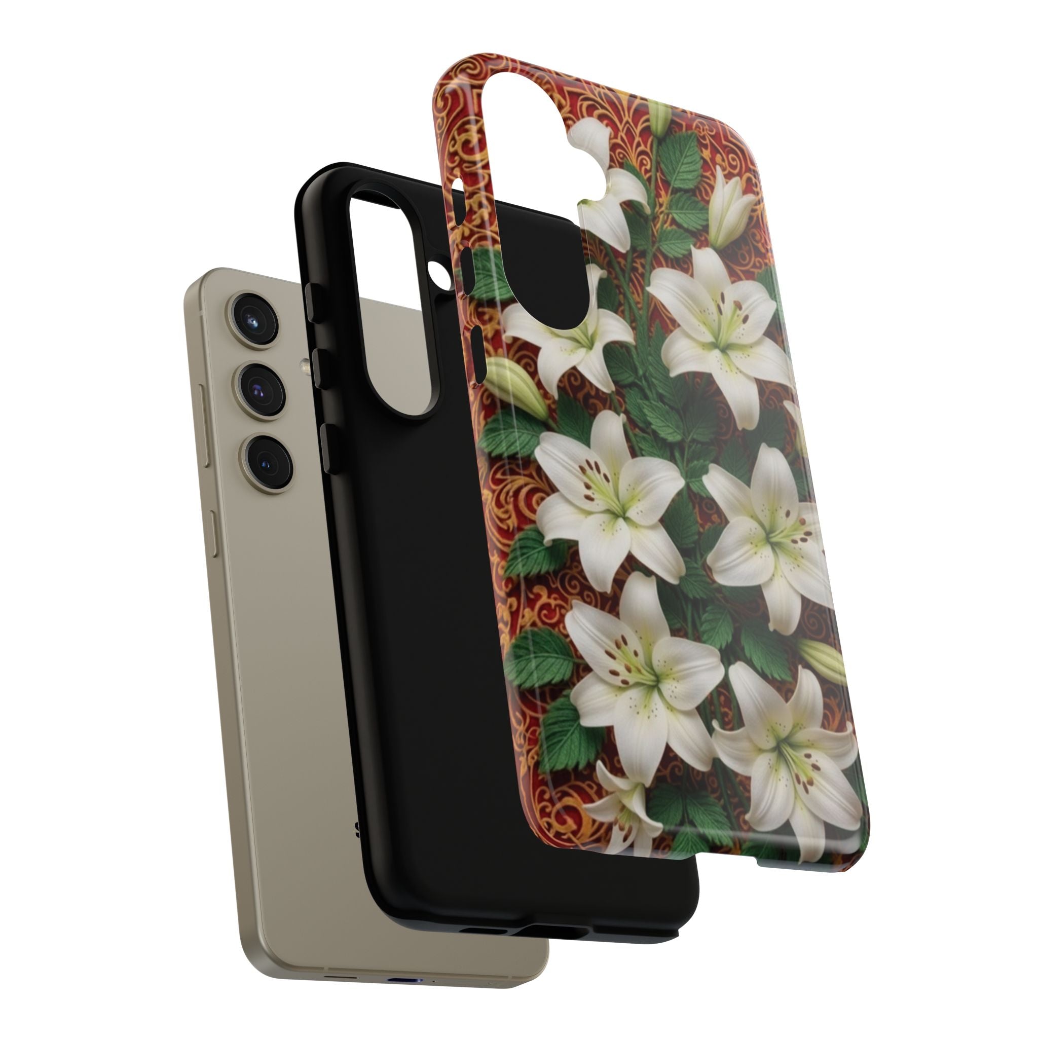 Luxury Lily Phone Case Elegant Floral Ornate Botanical Style Pristine White Bloom Motif Unique Accessory for iPhone Samsung Pixel Devices