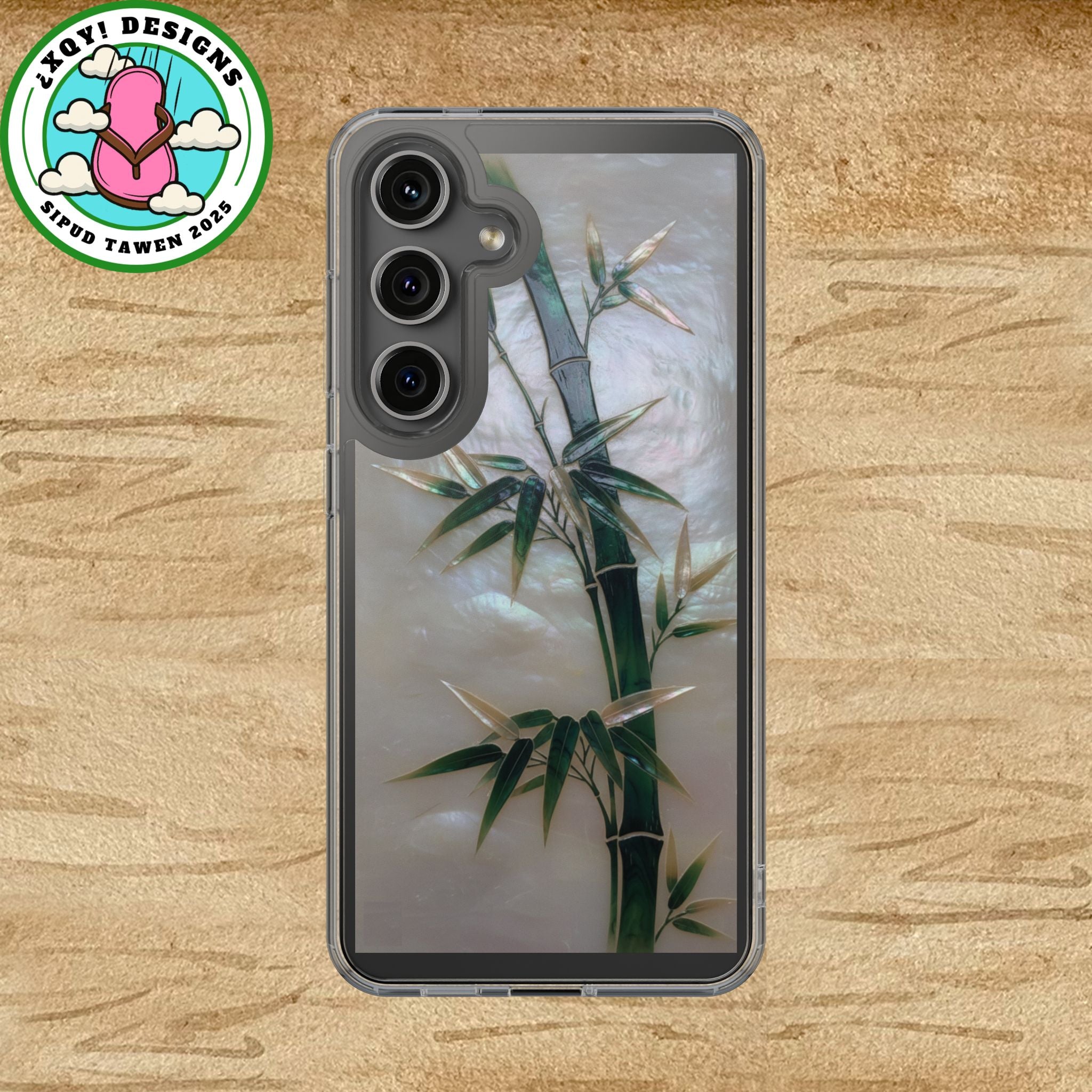 Phone Case, Mother of Pearl Bamboo Floral Design Impact-Resistant Cover, Protective Shell, Unique Gift, Accessories