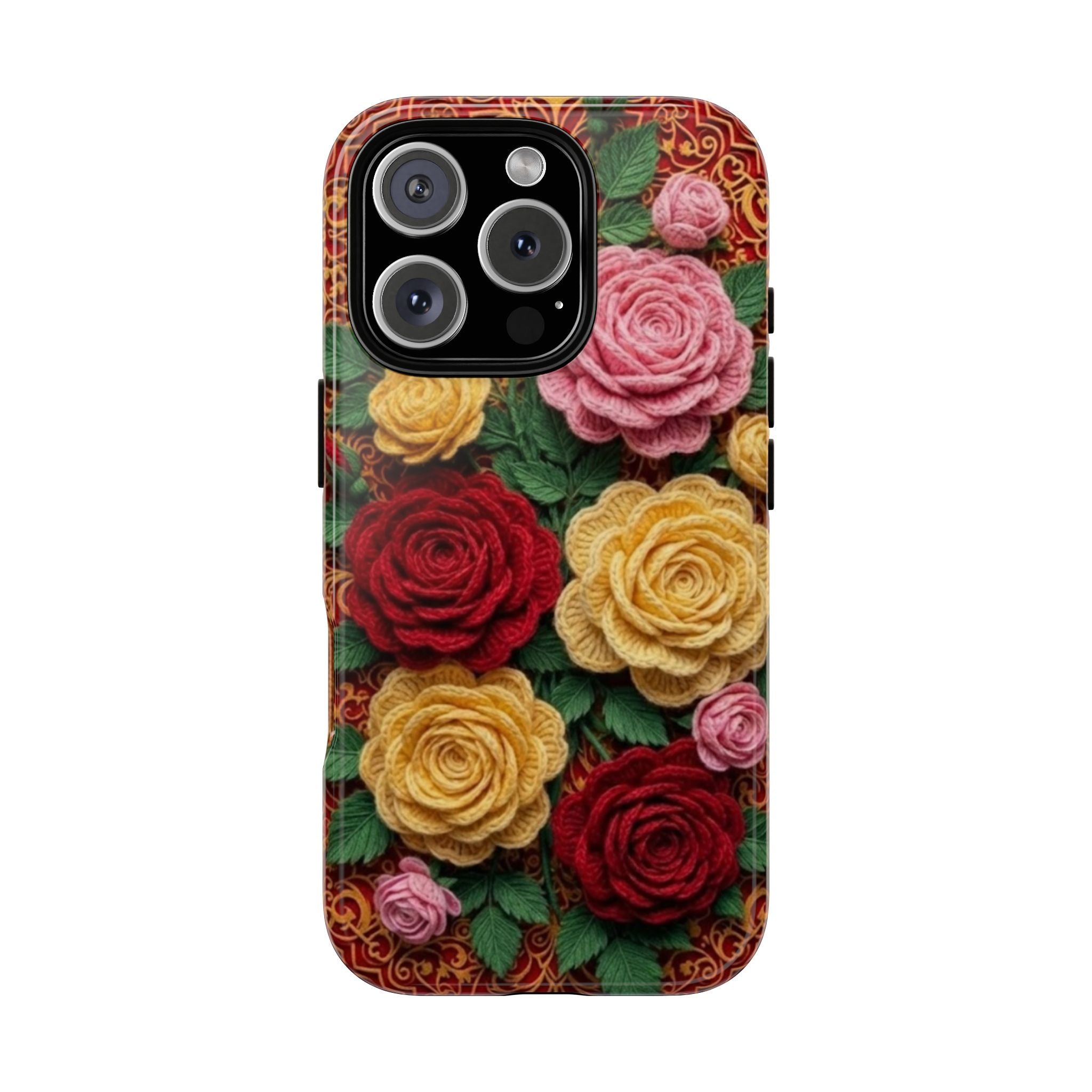 Yarn Vintage Rose Floral Phone Case Elegant Damask Pattern Smartphone Cover for Samsung Galaxy iOS Google Pixel