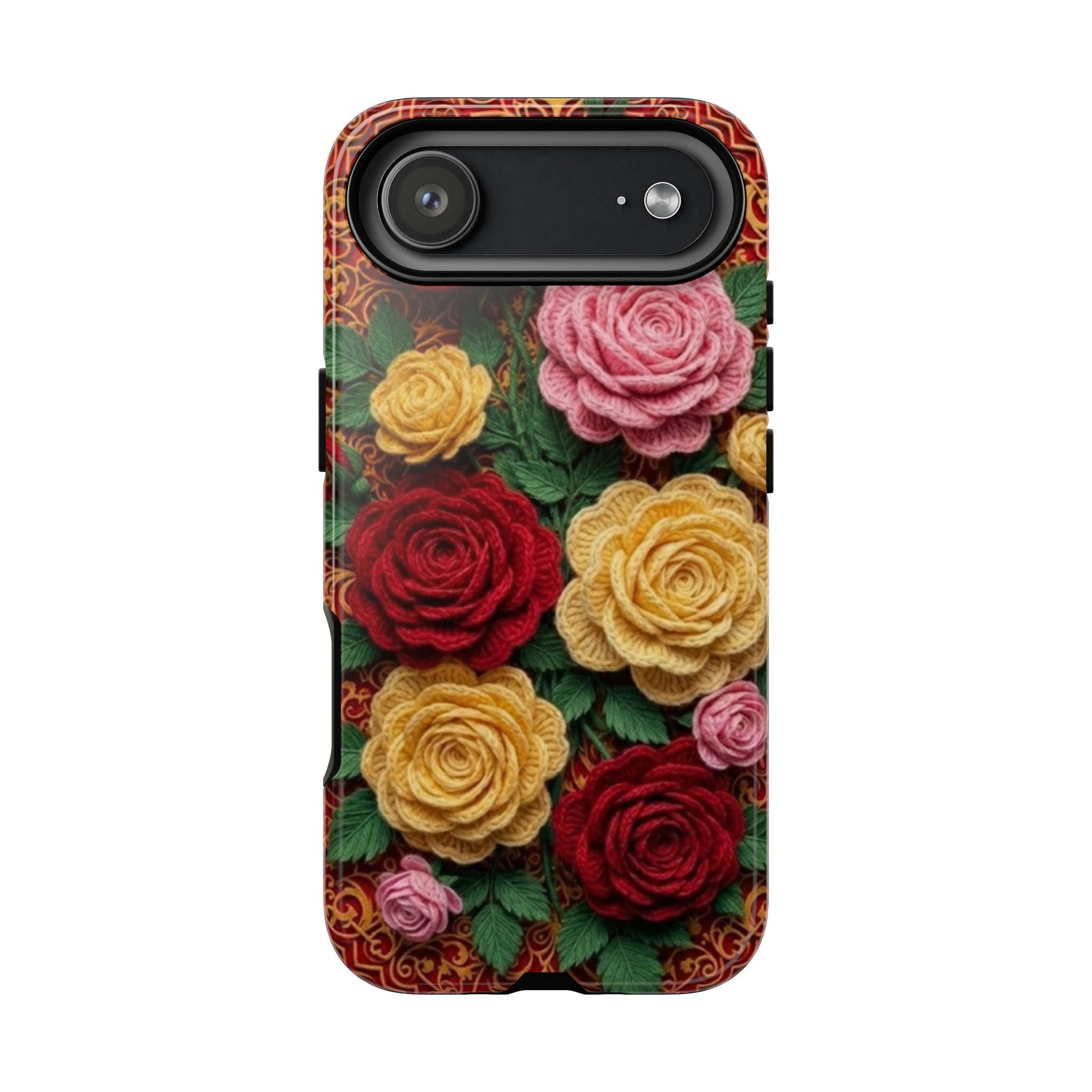 Yarn Vintage Rose Floral Phone Case Elegant Damask Pattern Smartphone Cover for Samsung Galaxy iOS Google Pixel