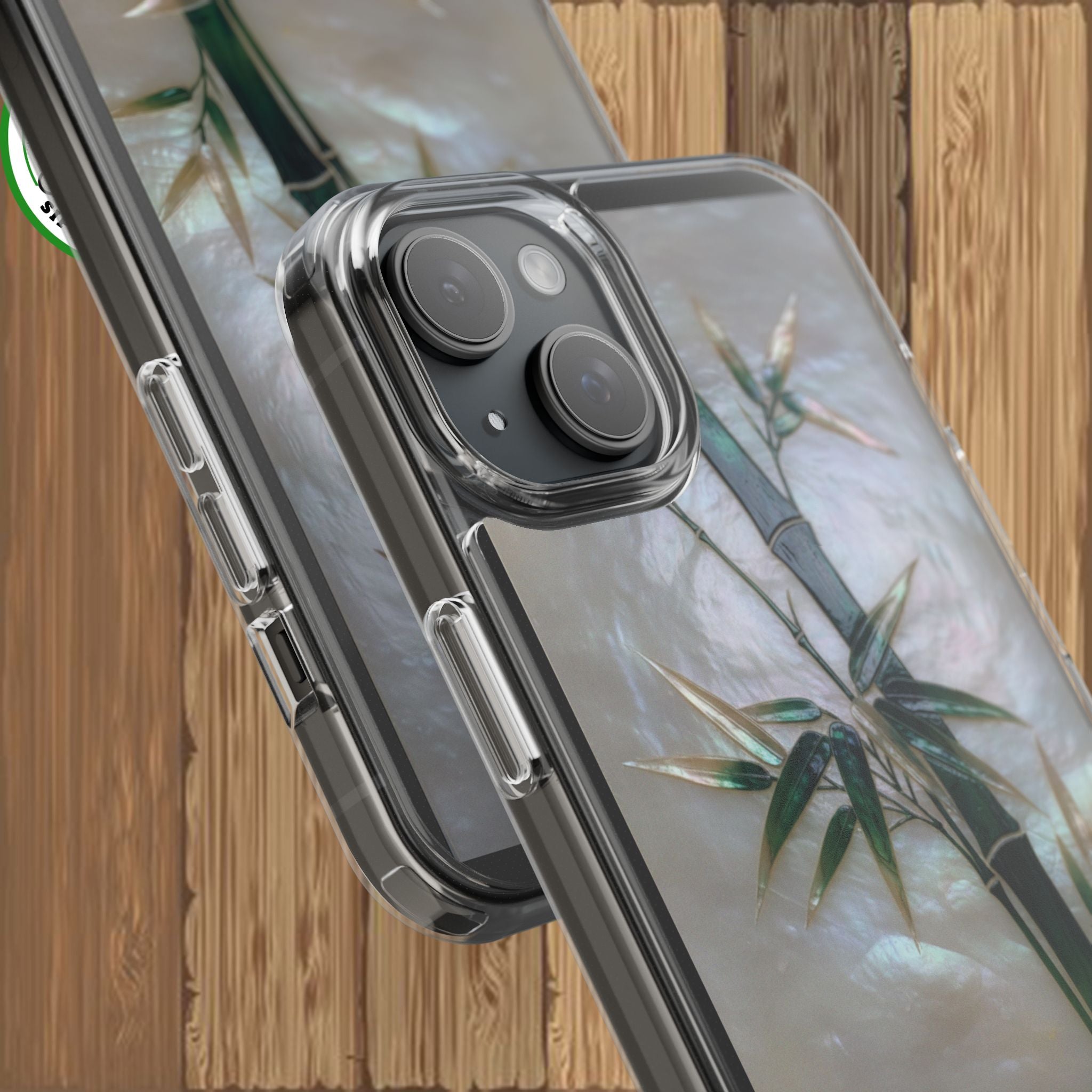 Phone Case, Mother of Pearl Bamboo Floral Design Impact-Resistant Cover, Protective Shell, Unique Gift, Accessories