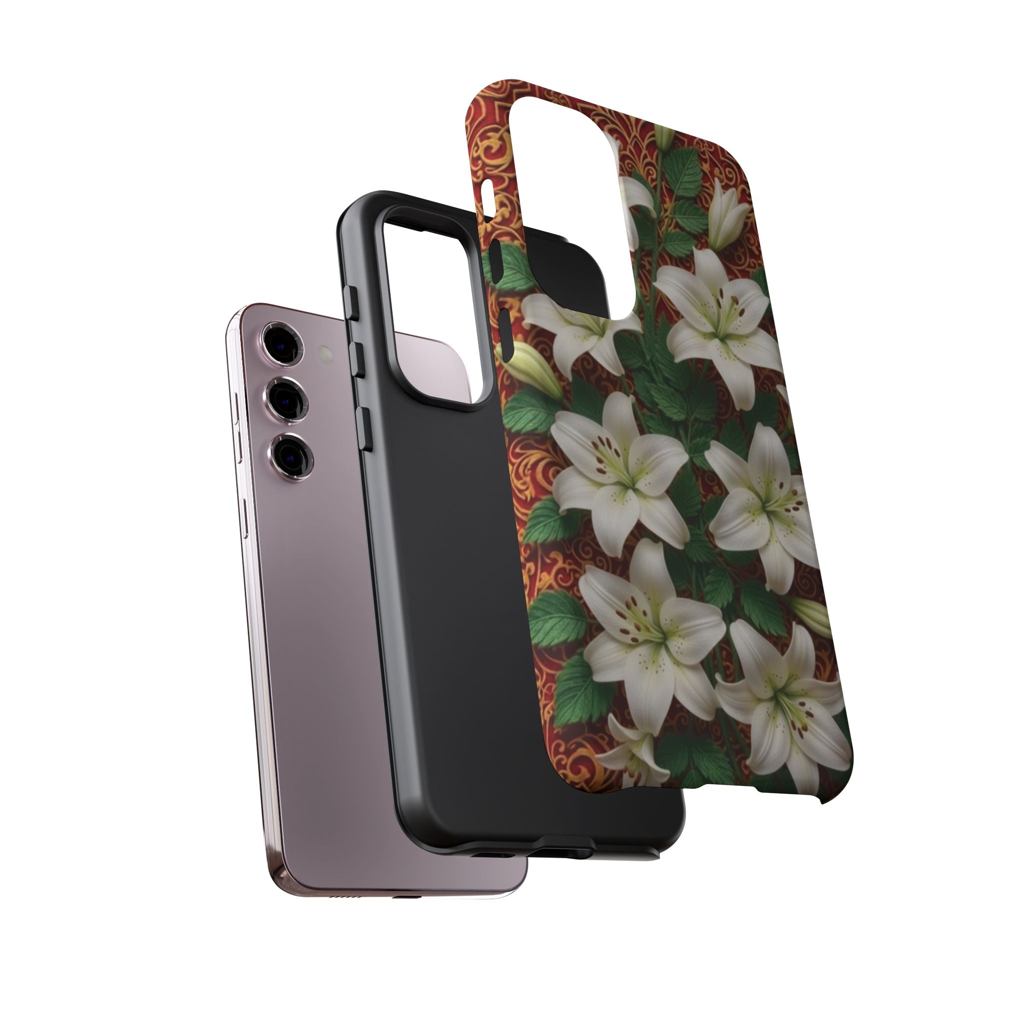 Luxury Lily Phone Case Elegant Floral Ornate Botanical Style Pristine White Bloom Motif Unique Accessory for iPhone Samsung Pixel Devices