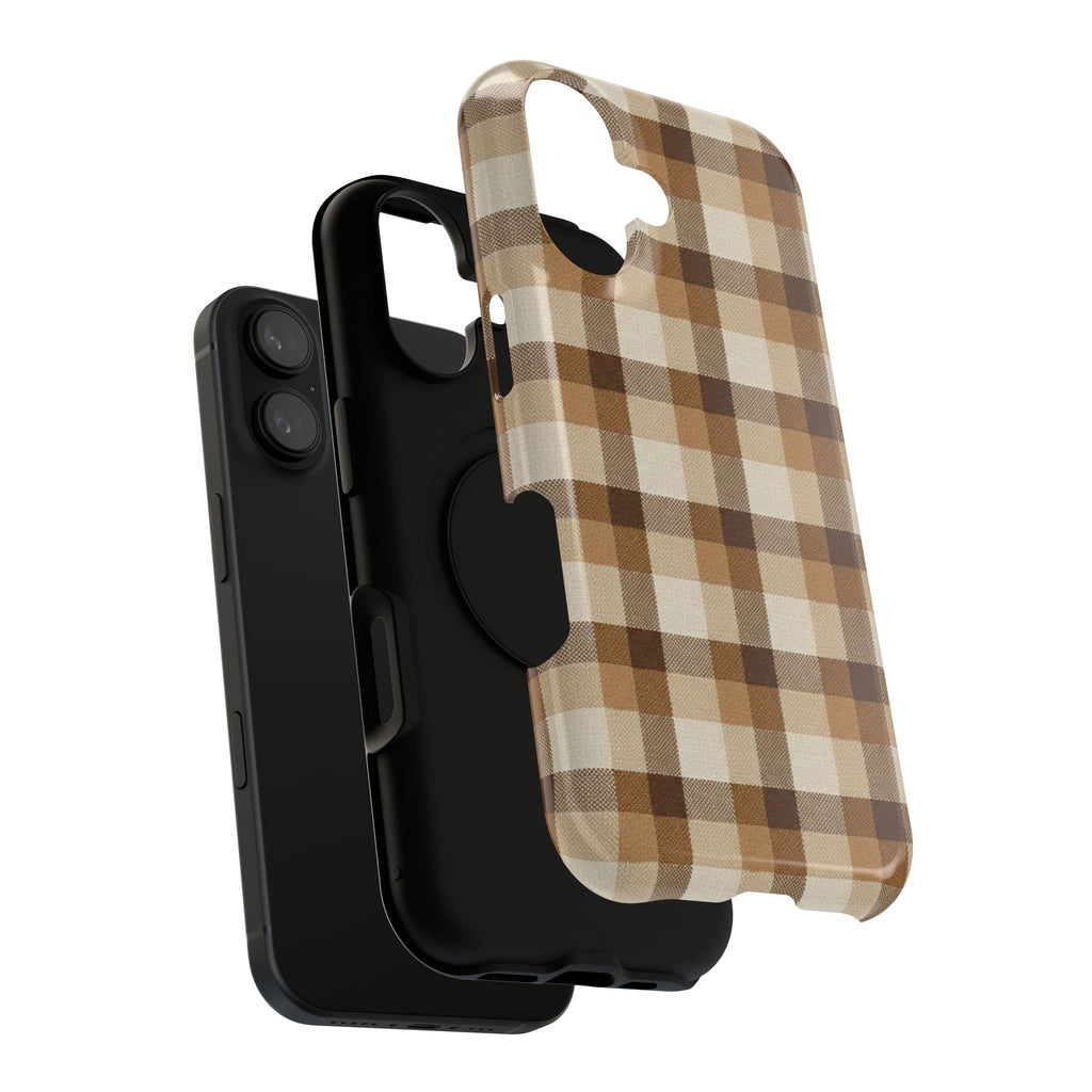Brown Plaid Pattern Impact-Resistant Case | Checkered Phone Case