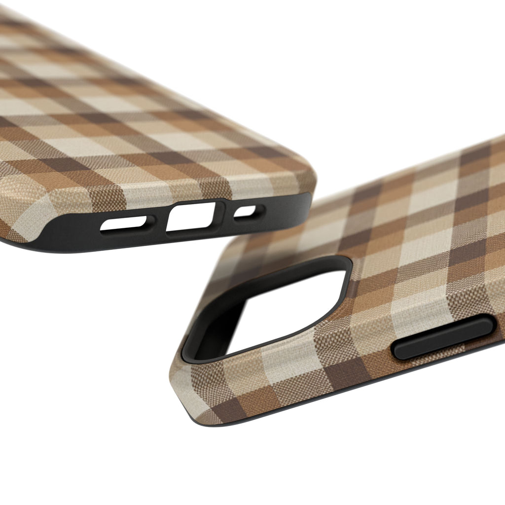 Brown Plaid Pattern Impact-Resistant Case | Checkered Phone Case