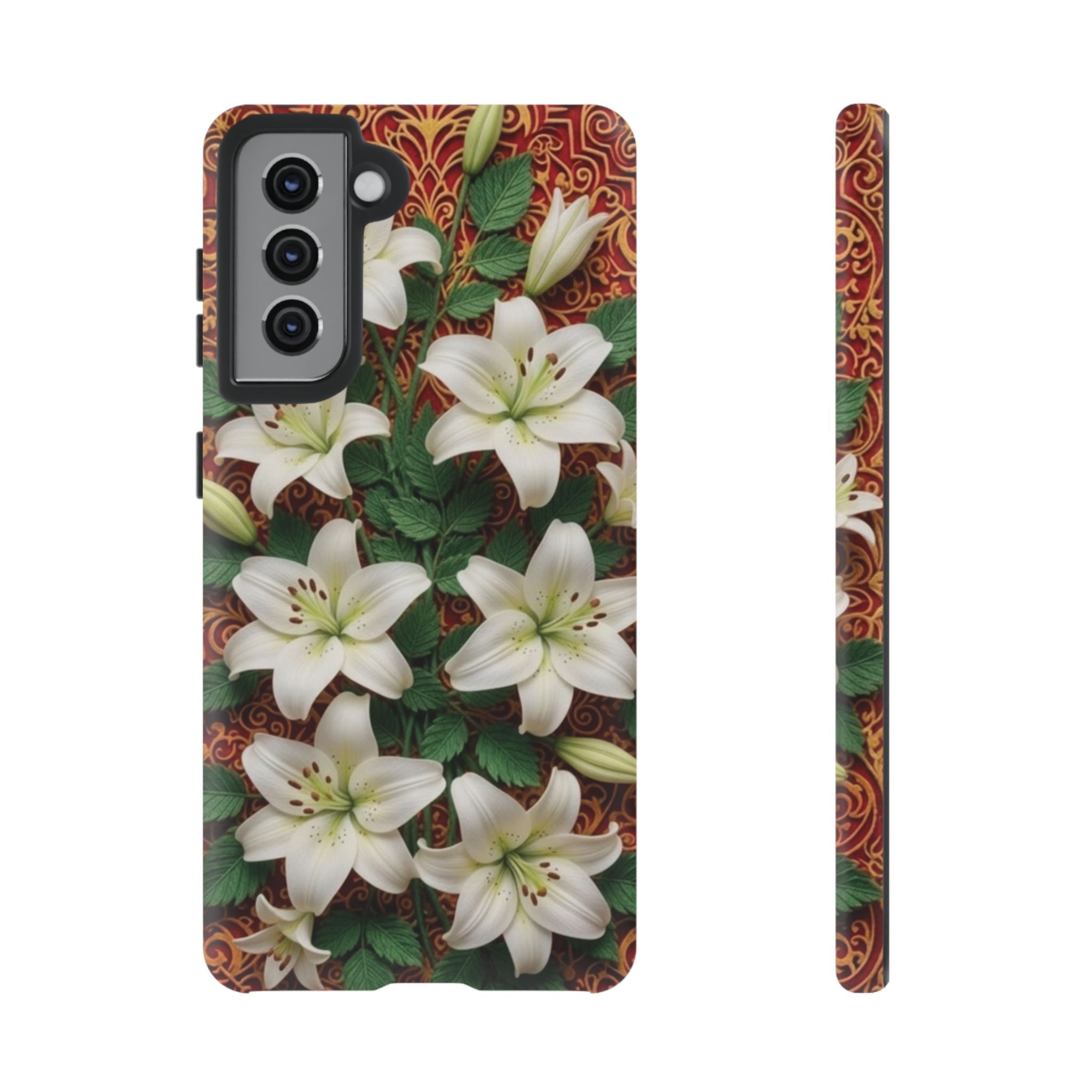 Luxury Lily Phone Case Elegant Floral Ornate Botanical Style Pristine White Bloom Motif Unique Accessory for iPhone Samsung Pixel Devices