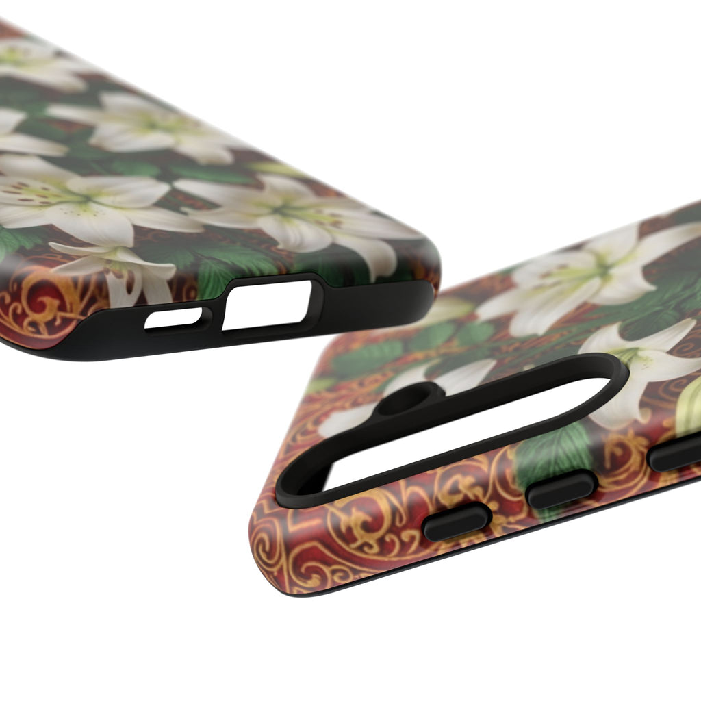 Luxury Lily Phone Case Elegant Floral Ornate Botanical Style Pristine White Bloom Motif Unique Accessory for iPhone Samsung Pixel Devices