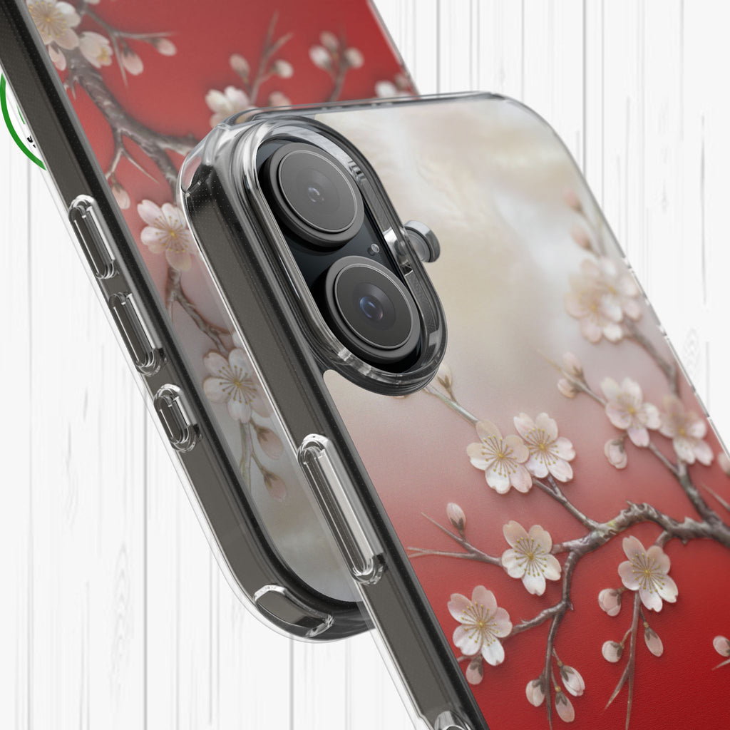 Mother of Pearl Floral Phone Case Elegant Sakura Design Asian Inspired Shell Inlay Artwork Japanese Blossom Decor Mobile Cover