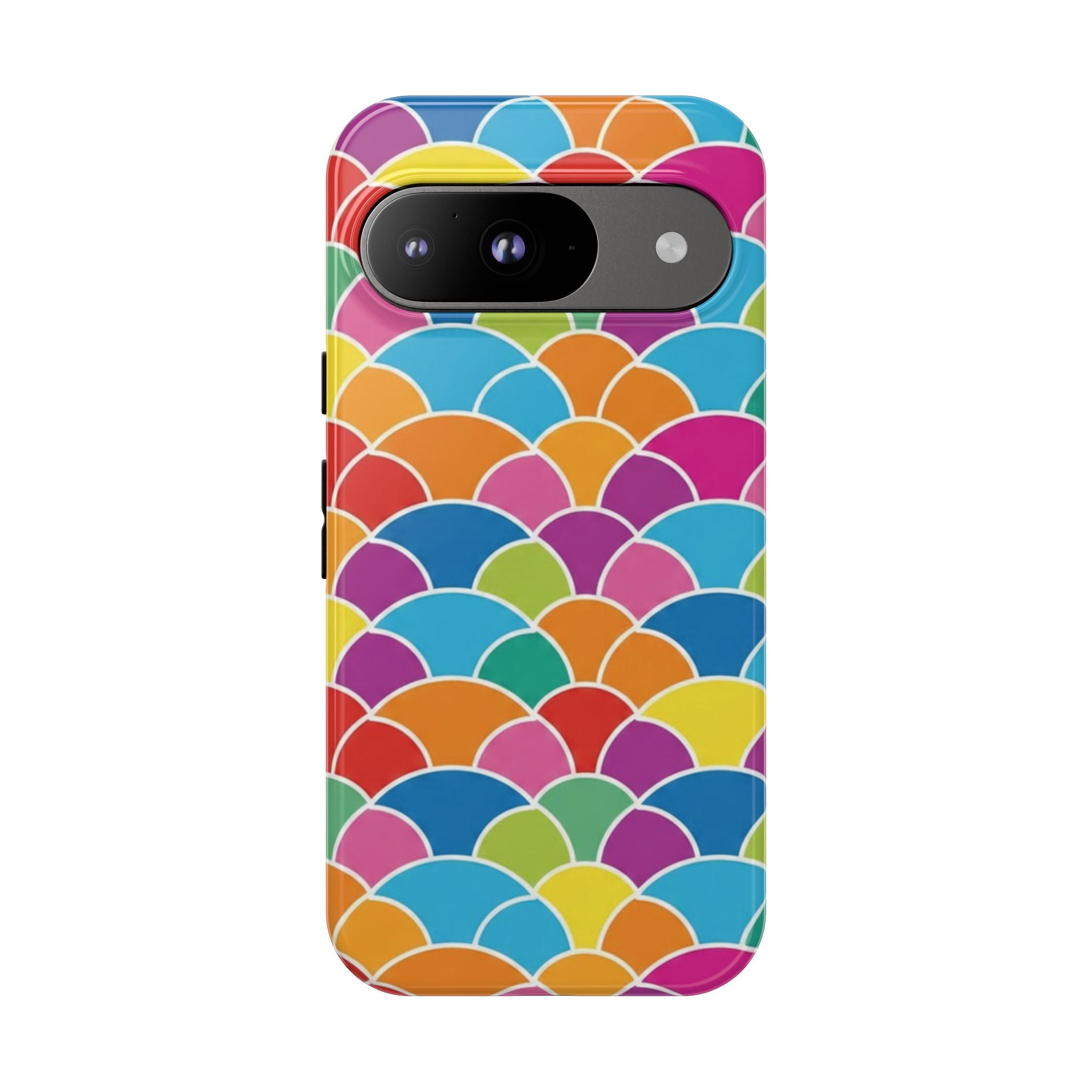 Colorful Scallop Pattern Phone Case Vibrant Protective Mermaid Scales Cover Eye-Catching Abstract Design for Samsung iPhone Pixel Models