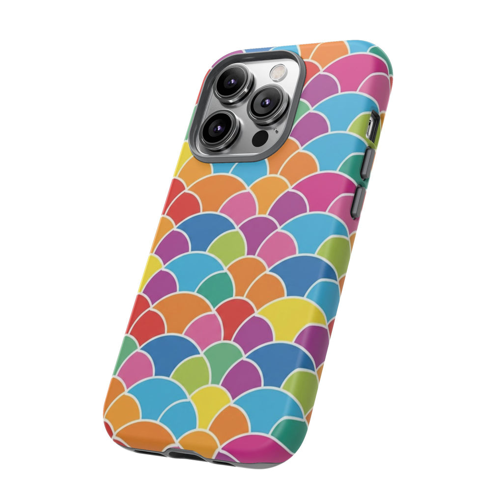 Colorful Scallop Pattern Phone Case Vibrant Protective Mermaid Scales Cover Eye-Catching Abstract Design for Samsung iPhone Pixel Models