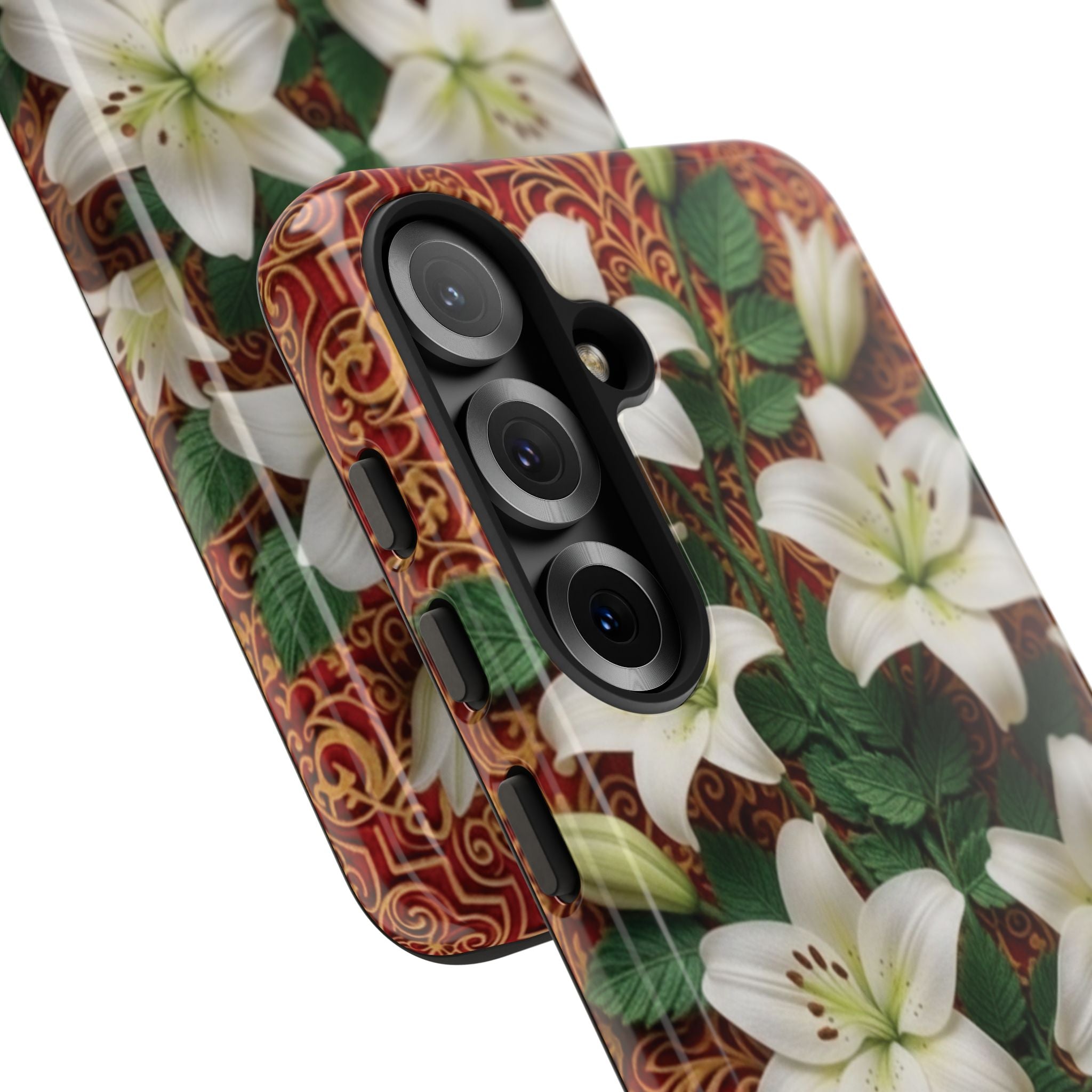 Luxury Lily Phone Case Elegant Floral Ornate Botanical Style Pristine White Bloom Motif Unique Accessory for iPhone Samsung Pixel Devices