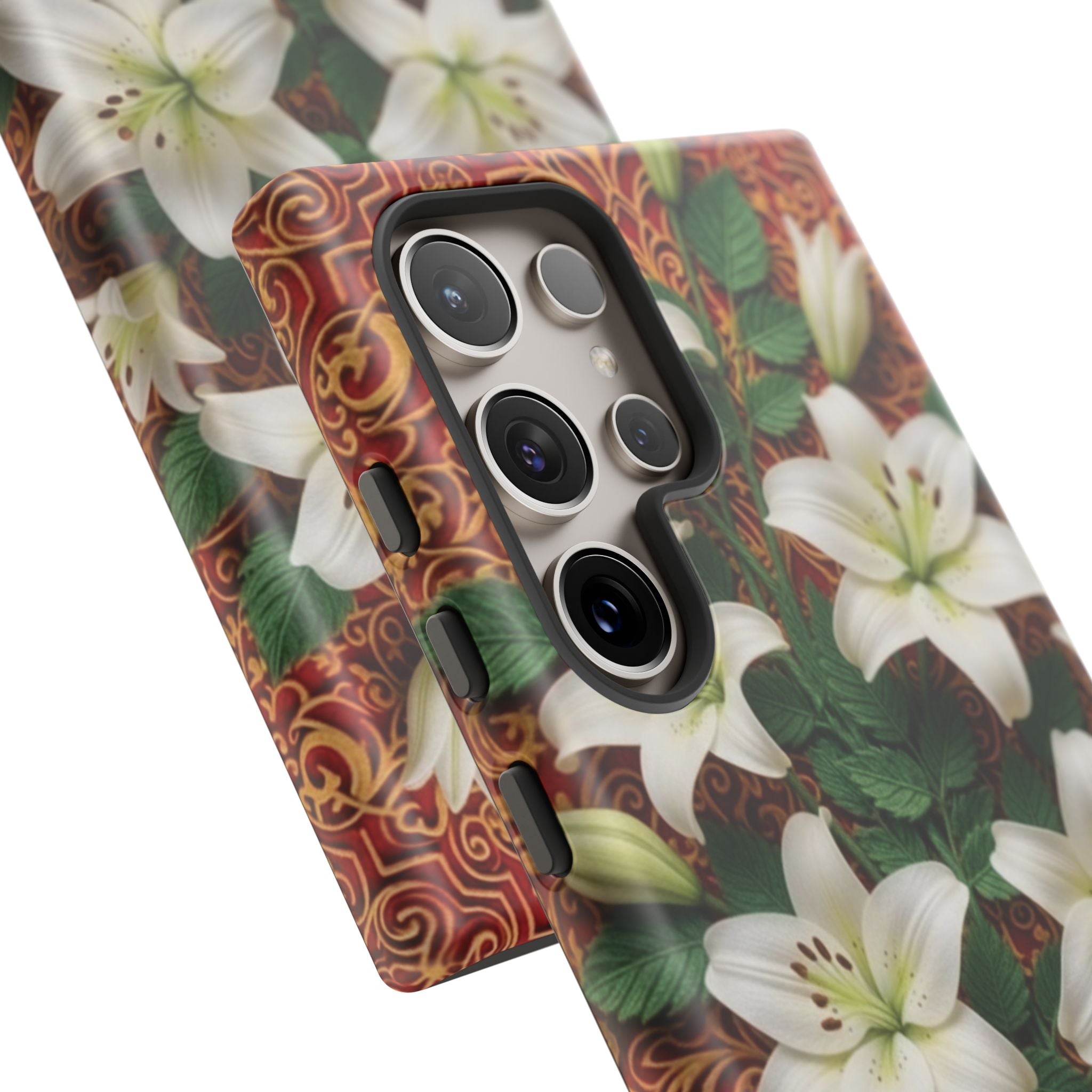 Luxury Lily Phone Case Elegant Floral Ornate Botanical Style Pristine White Bloom Motif Unique Accessory for iPhone Samsung Pixel Devices