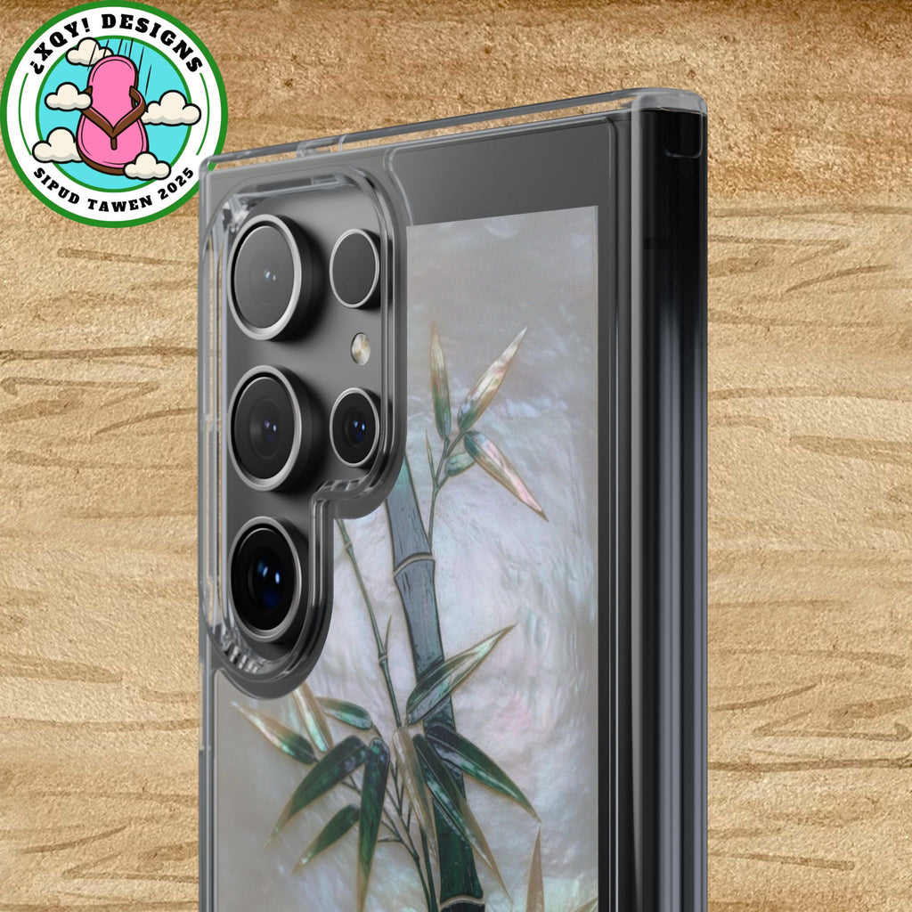 Phone Case, Mother of Pearl Bamboo Floral Design Impact-Resistant Cover, Protective Shell, Unique Gift, Accessories