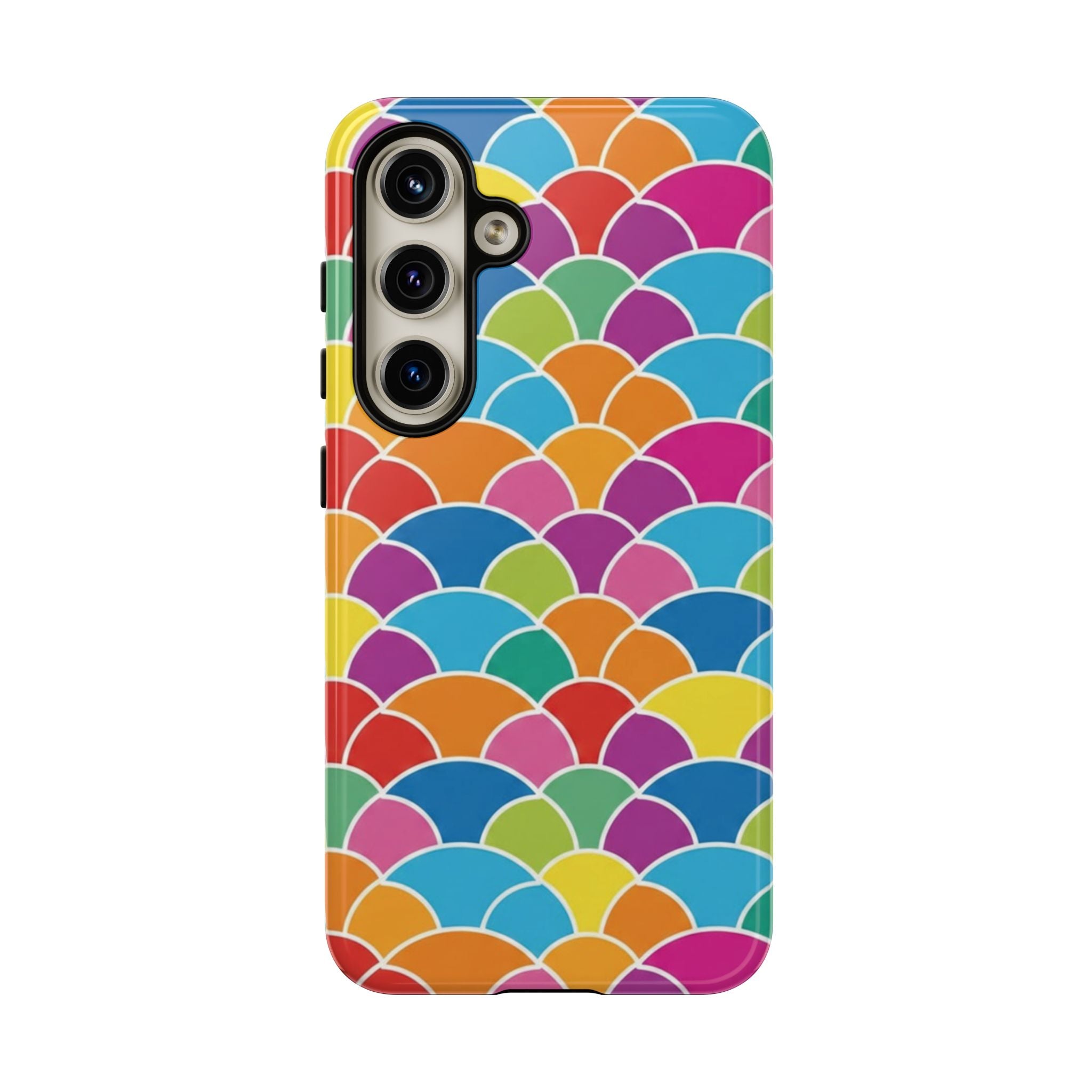 Colorful Scallop Pattern Phone Case Vibrant Protective Mermaid Scales Cover Eye-Catching Abstract Design for Samsung iPhone Pixel Models