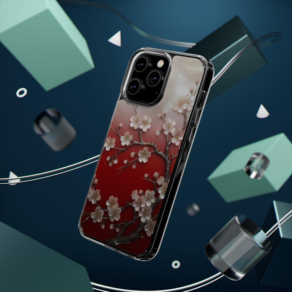 Mother of Pearl Floral Phone Case Elegant Sakura Design Asian Inspired Shell Inlay Artwork Japanese Blossom Decor Mobile Cover