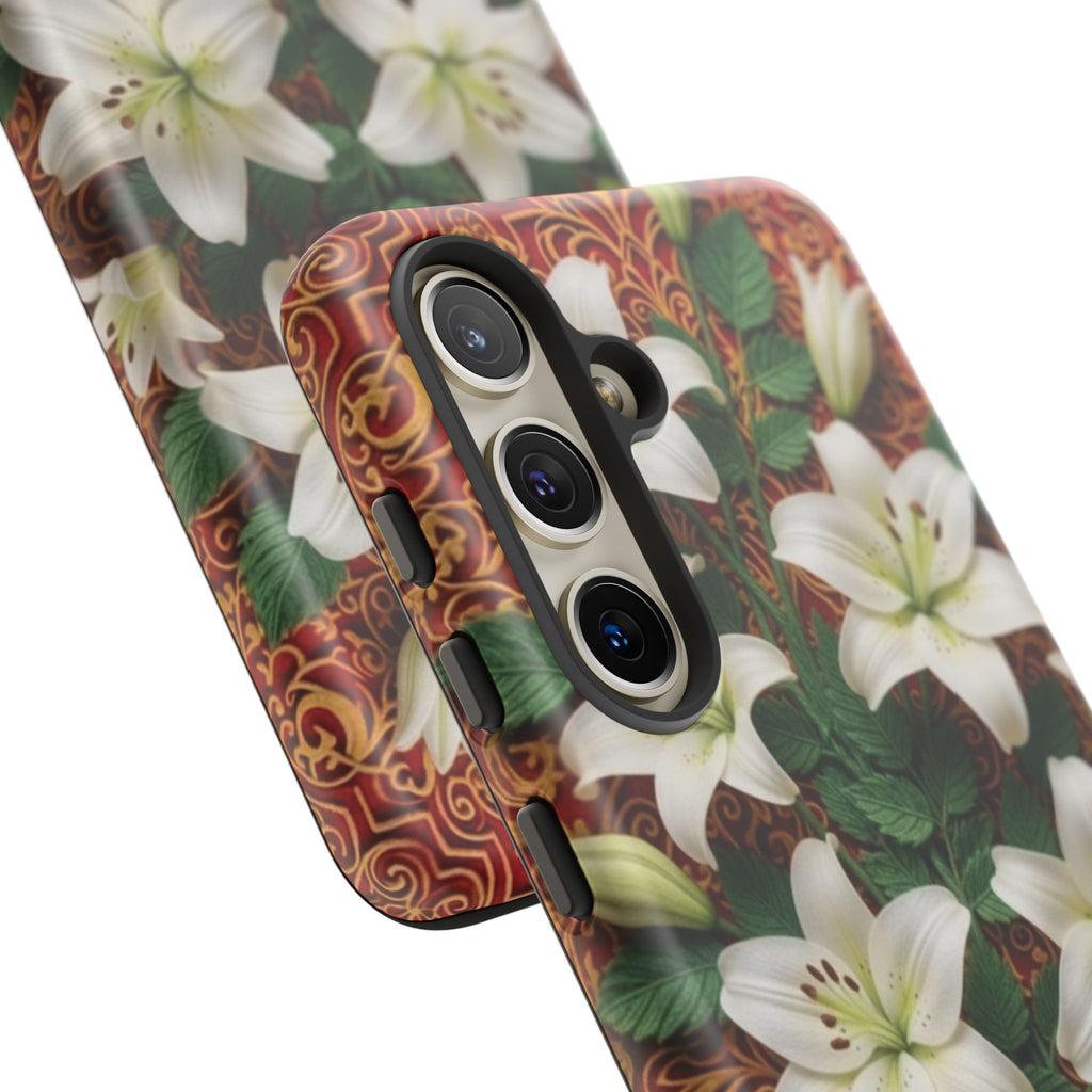 Luxury Lily Phone Case Elegant Floral Ornate Botanical Style Pristine White Bloom Motif Unique Accessory for iPhone Samsung Pixel Devices