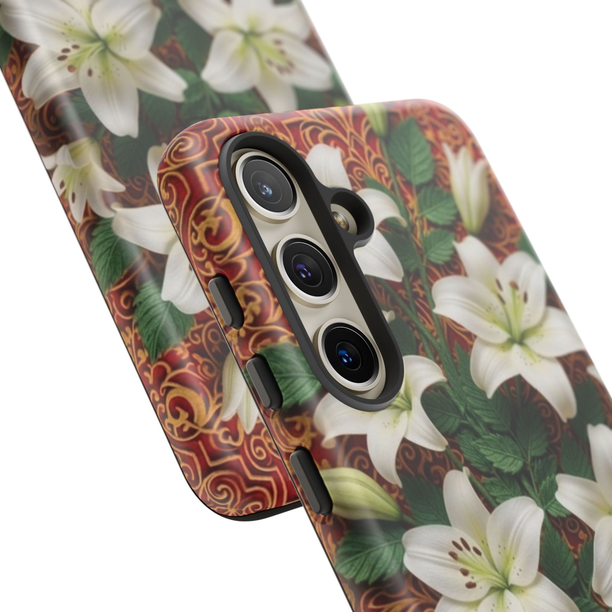 Luxury Lily Phone Case Elegant Floral Ornate Botanical Style Pristine White Bloom Motif Unique Accessory for iPhone Samsung Pixel Devices
