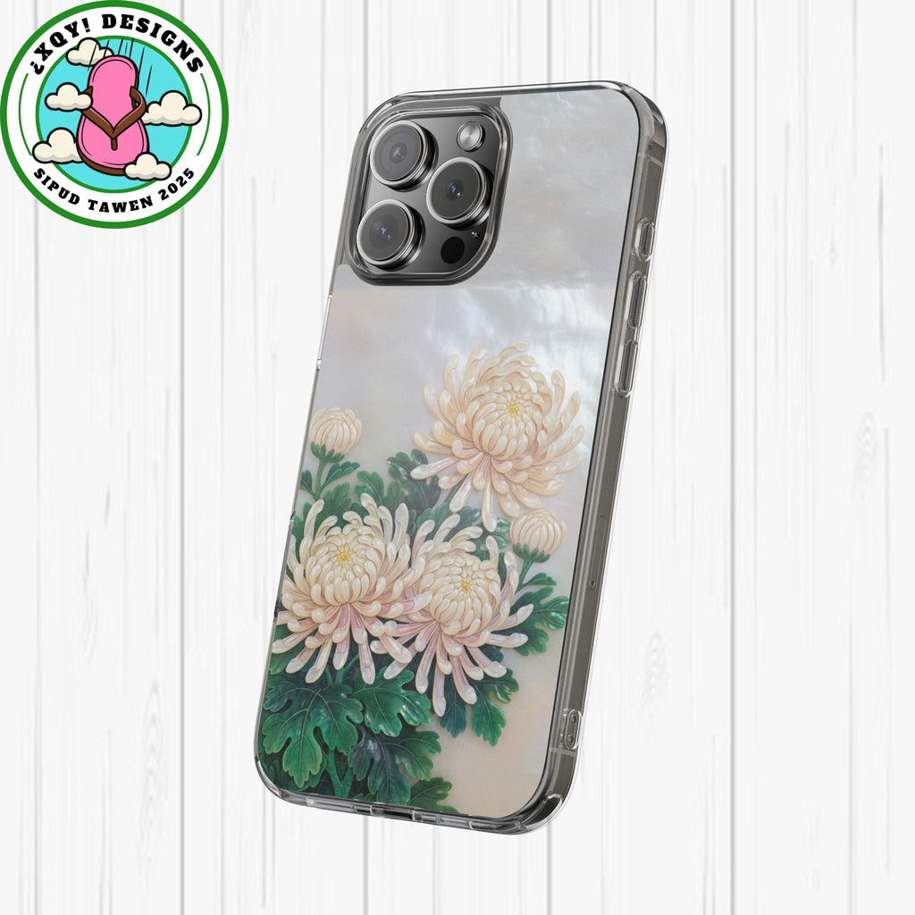 Mother of pearl inlay Phone Case Nacre art panel Chinese mother of pearl flowers Chrysanthemum wall art design elegant luxury  gift