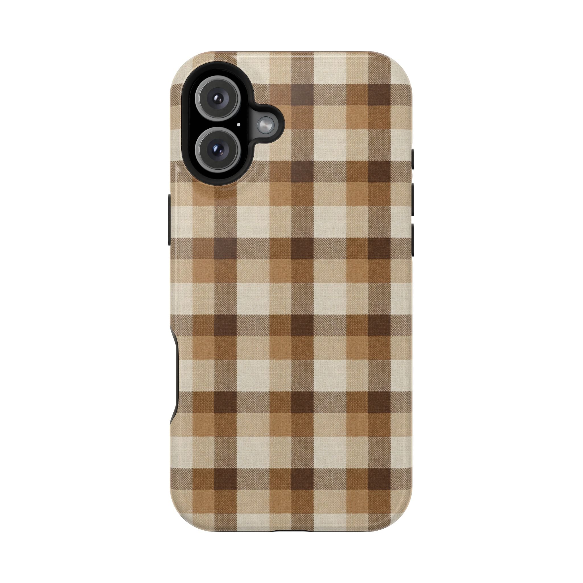 Brown Plaid Pattern Impact-Resistant Case | Checkered Phone Case