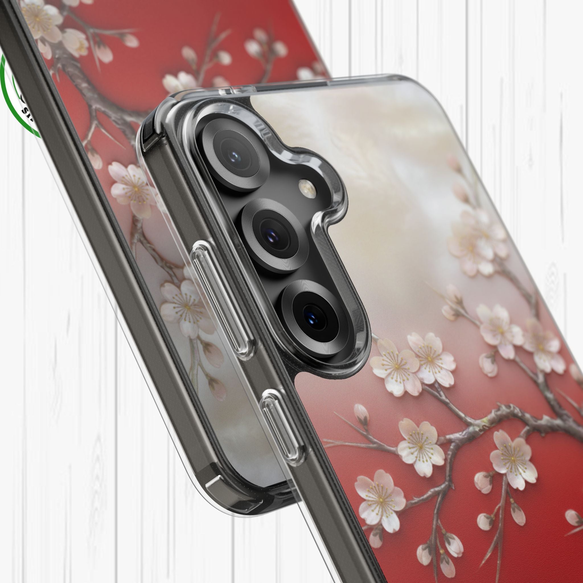 Mother of Pearl Floral Phone Case Elegant Sakura Design Asian Inspired Shell Inlay Artwork Japanese Blossom Decor Mobile Cover