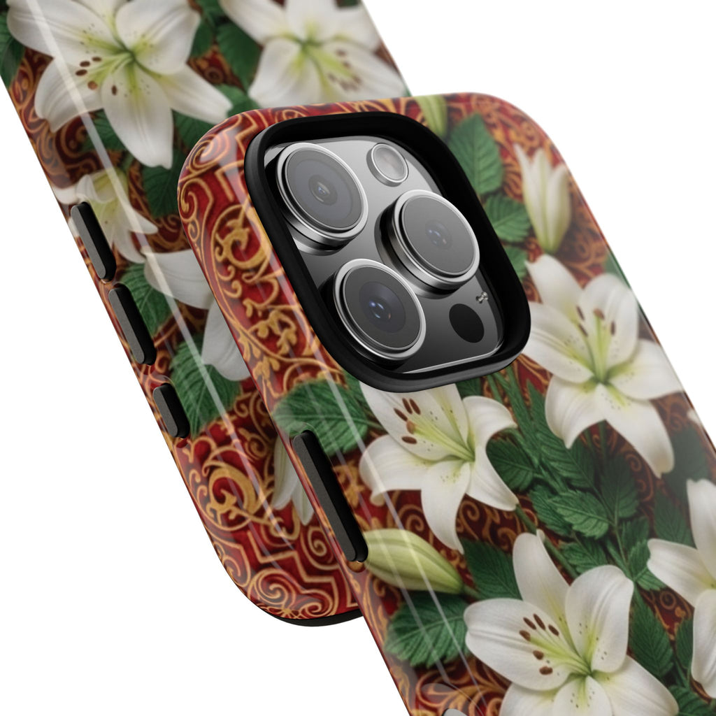 Luxury Lily Phone Case Elegant Floral Ornate Botanical Style Pristine White Bloom Motif Unique Accessory for iPhone Samsung Pixel Devices